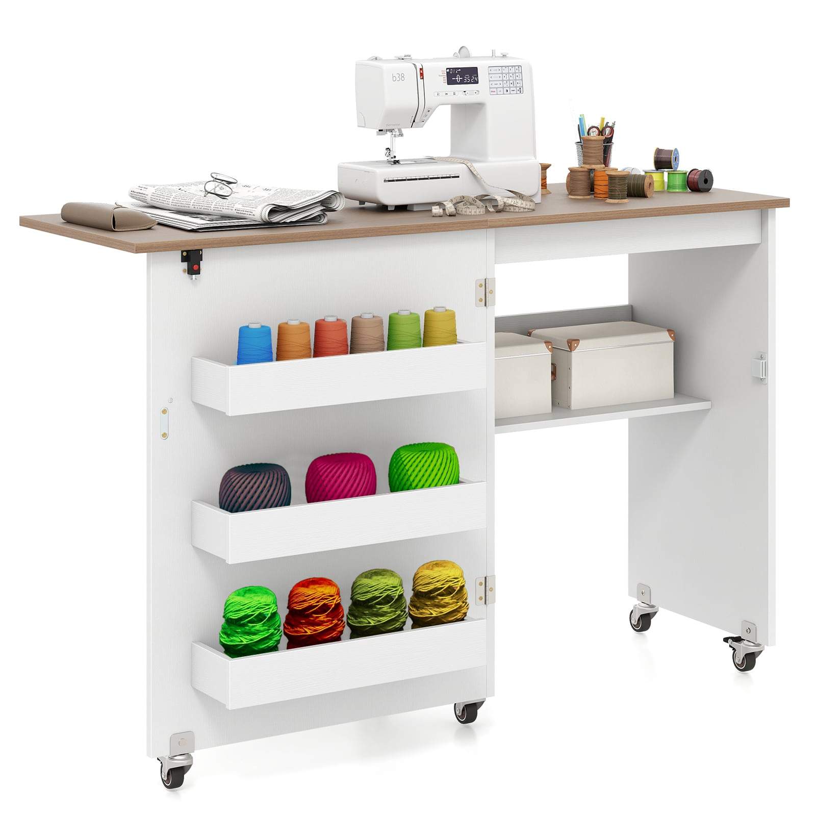 Sammenklappeligt sybord med opbevaring – mobil hobbystation