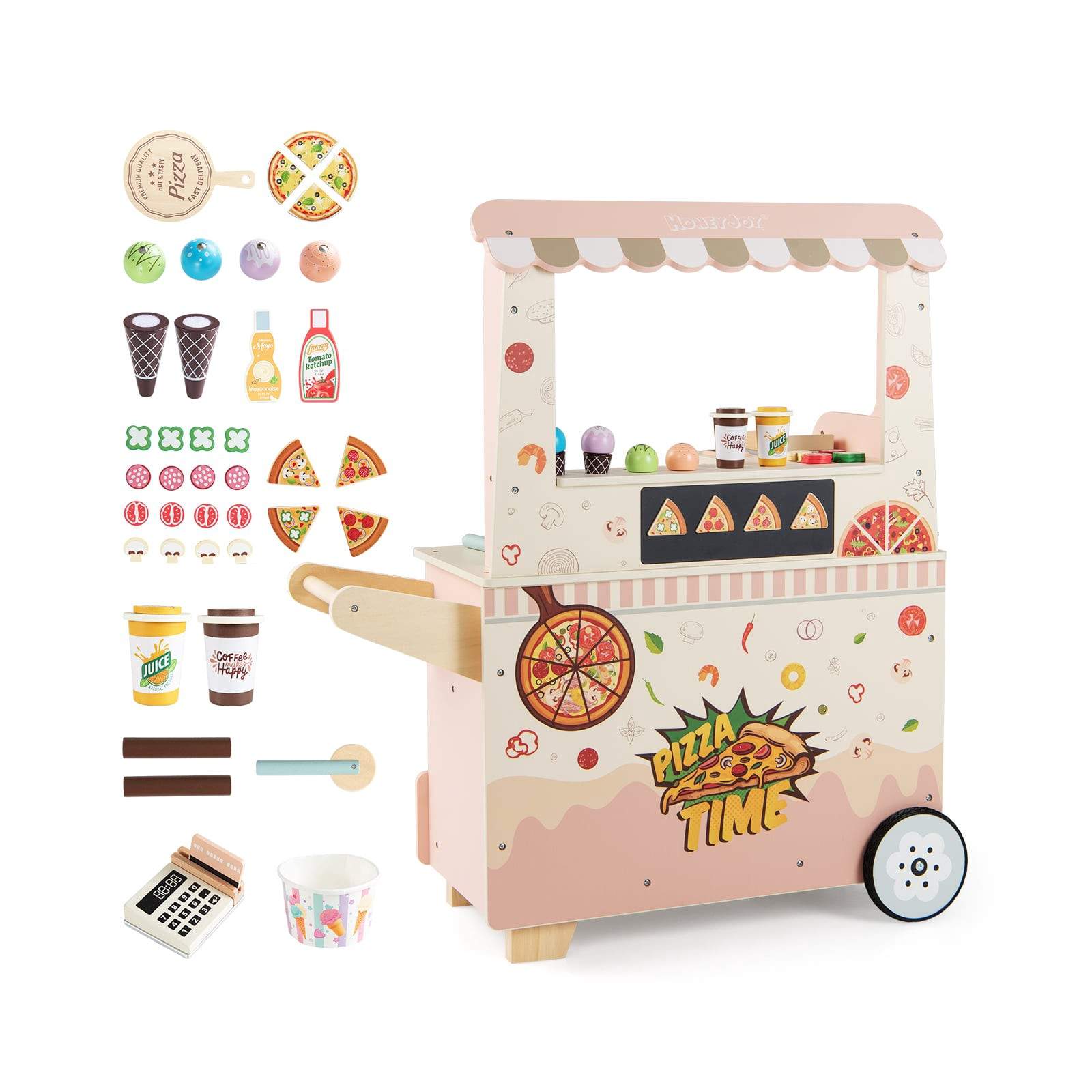 Børnepizza-foodtruck – trælegesæt med tilbehør