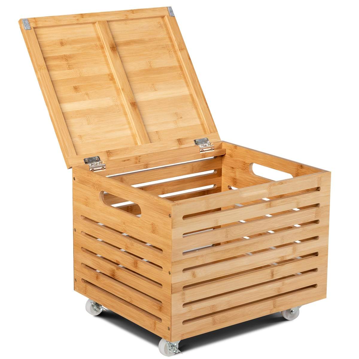 Förvaringslåda i bambu med hjul och lock – naturlig finish | Hem & Hobby | Pryloteket