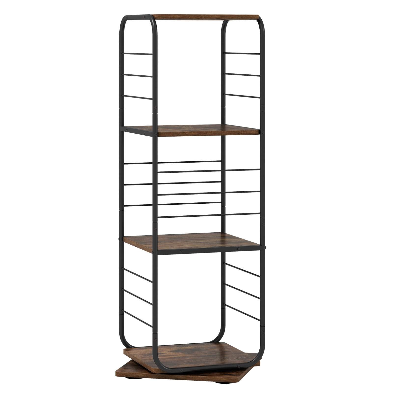 Roterende bogreol med 4 niveauer – Kompakt, rustik, 360 graders adgang