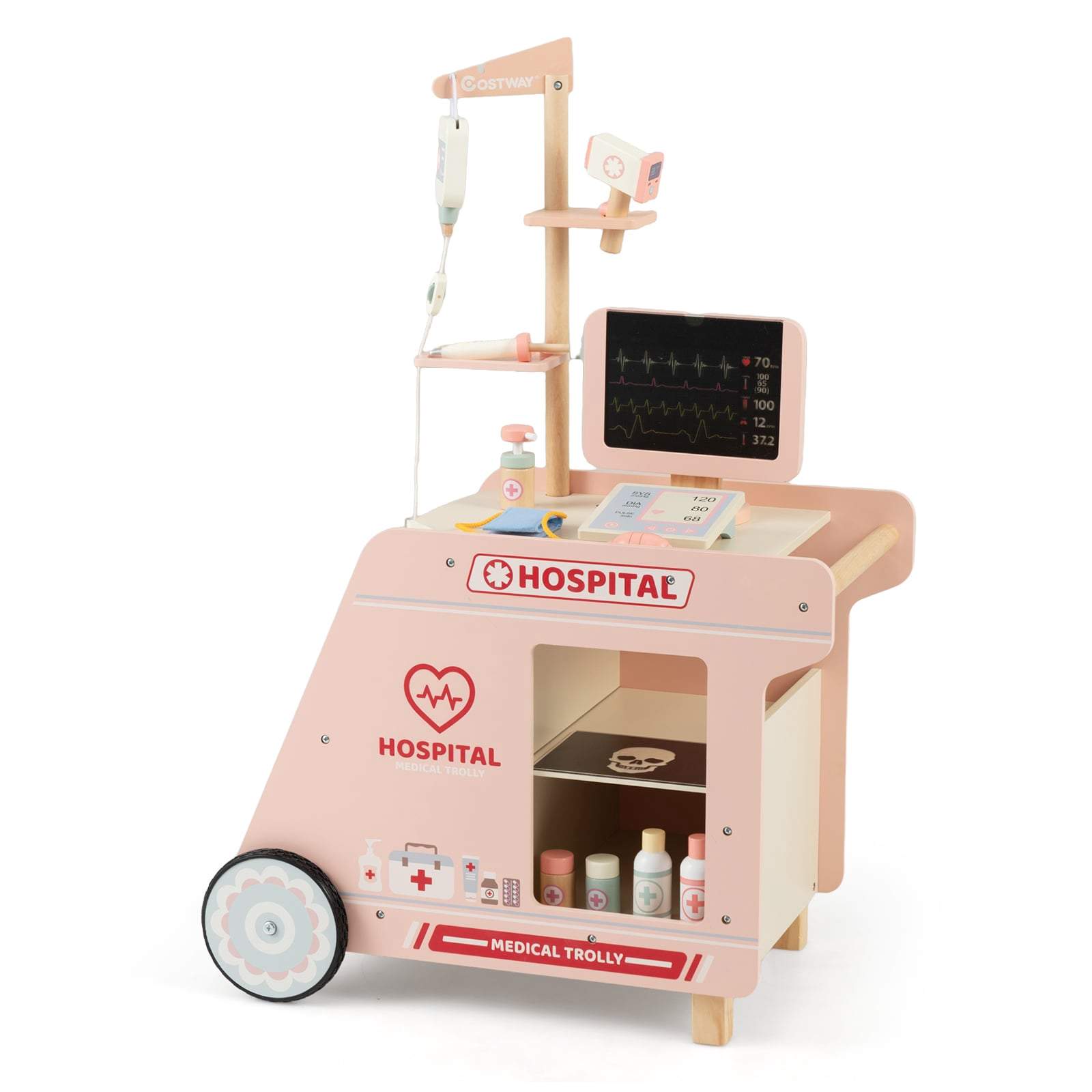 Børnelægesæt i træ med CT-scanner og tilbehør