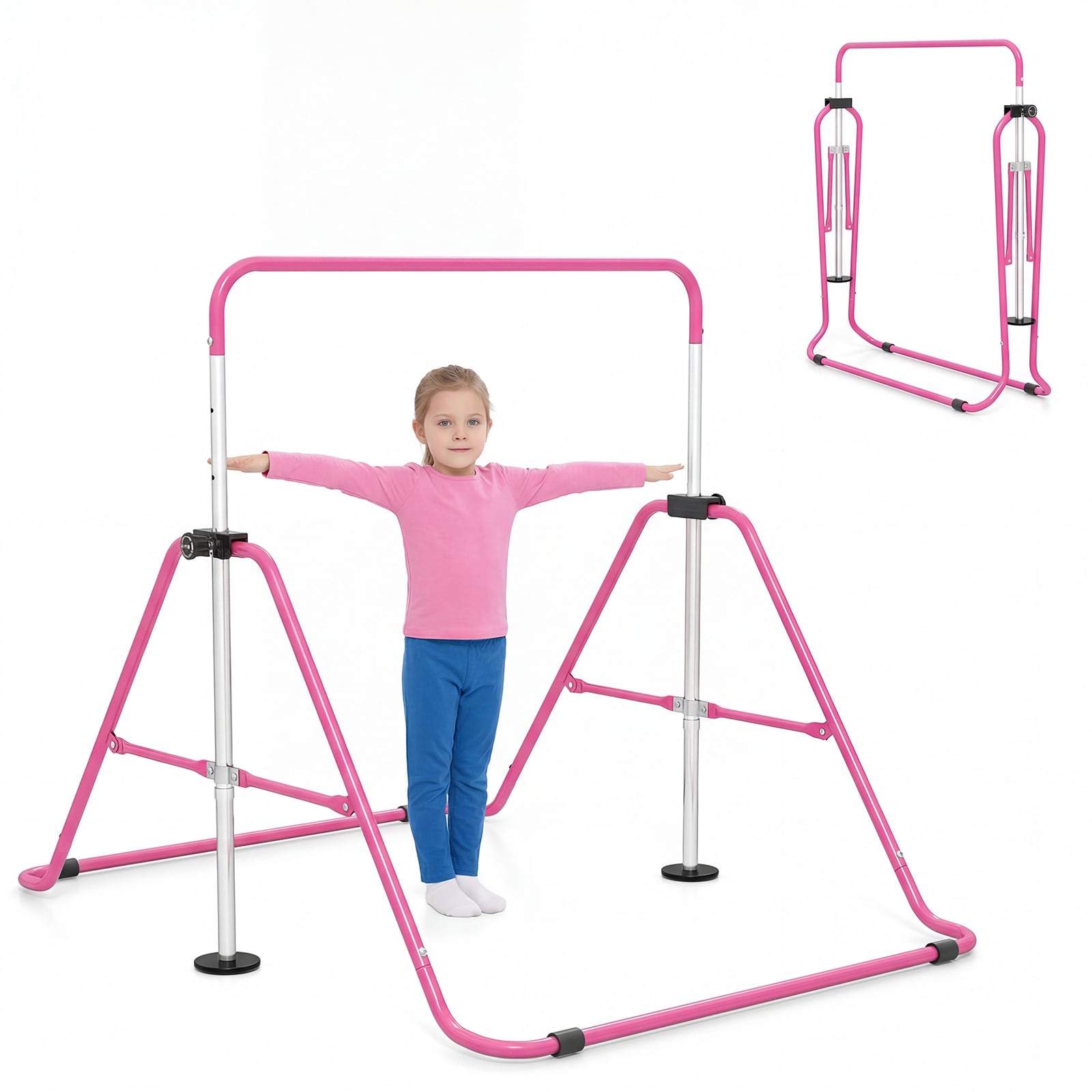 Justerbar gymnastikstång för barn – rosa, hopfällbar, åldrar 3-12 | Hem & Hobby | Pryloteket