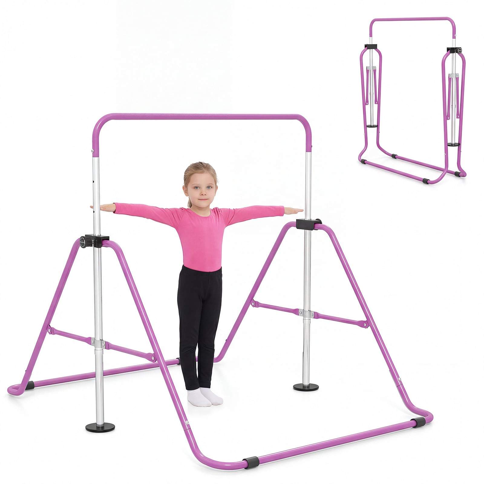 Justerbar gymnastikstang til børn, foldbar, 90-130 cm, lilla