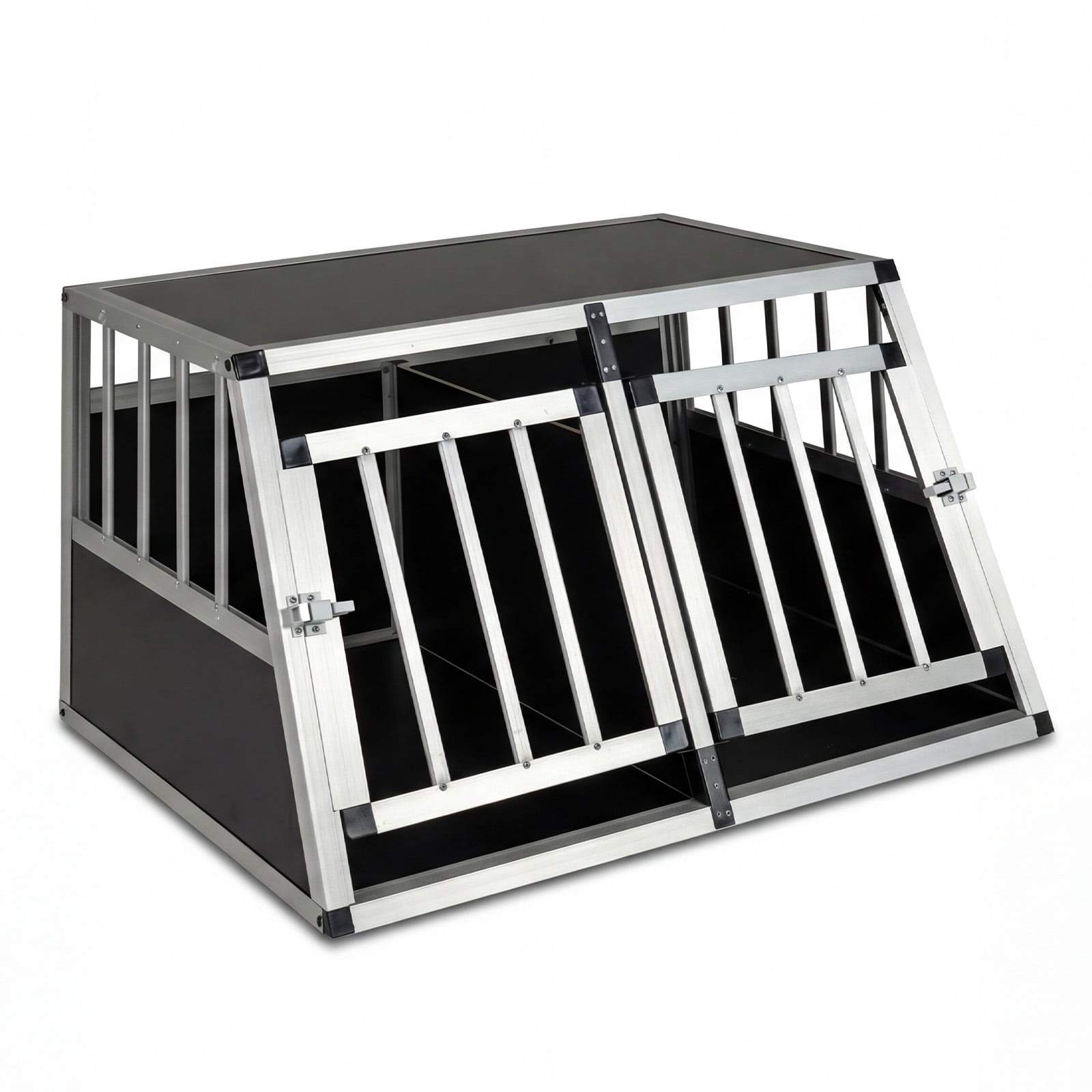 Rejsebur til hund i aluminium, aflåselige døre, aftagelig rumdeler