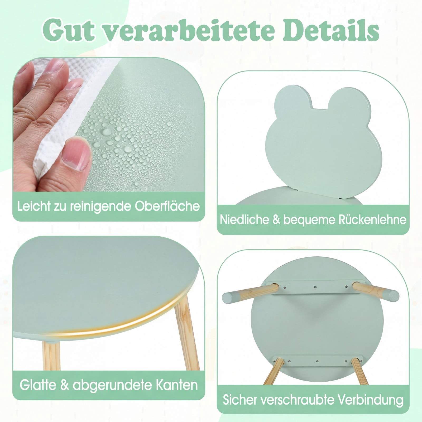 Børnebord og stolesæt – Green Frog Design, fyrretræ