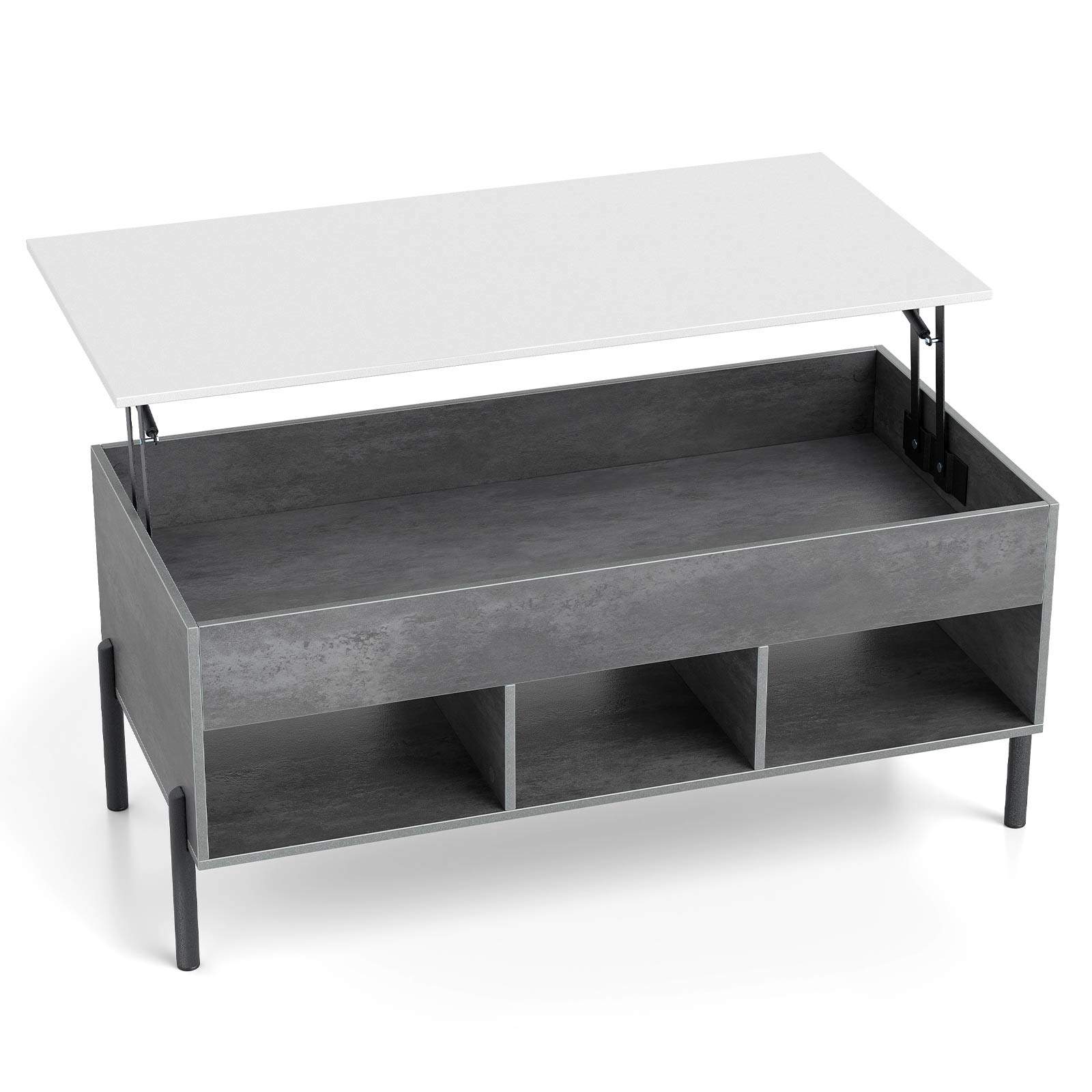 Justerbart soffbord med lyftbar topp, förvaring, grått, 100x50x45/59 cm | Hem & Hobby | Pryloteket