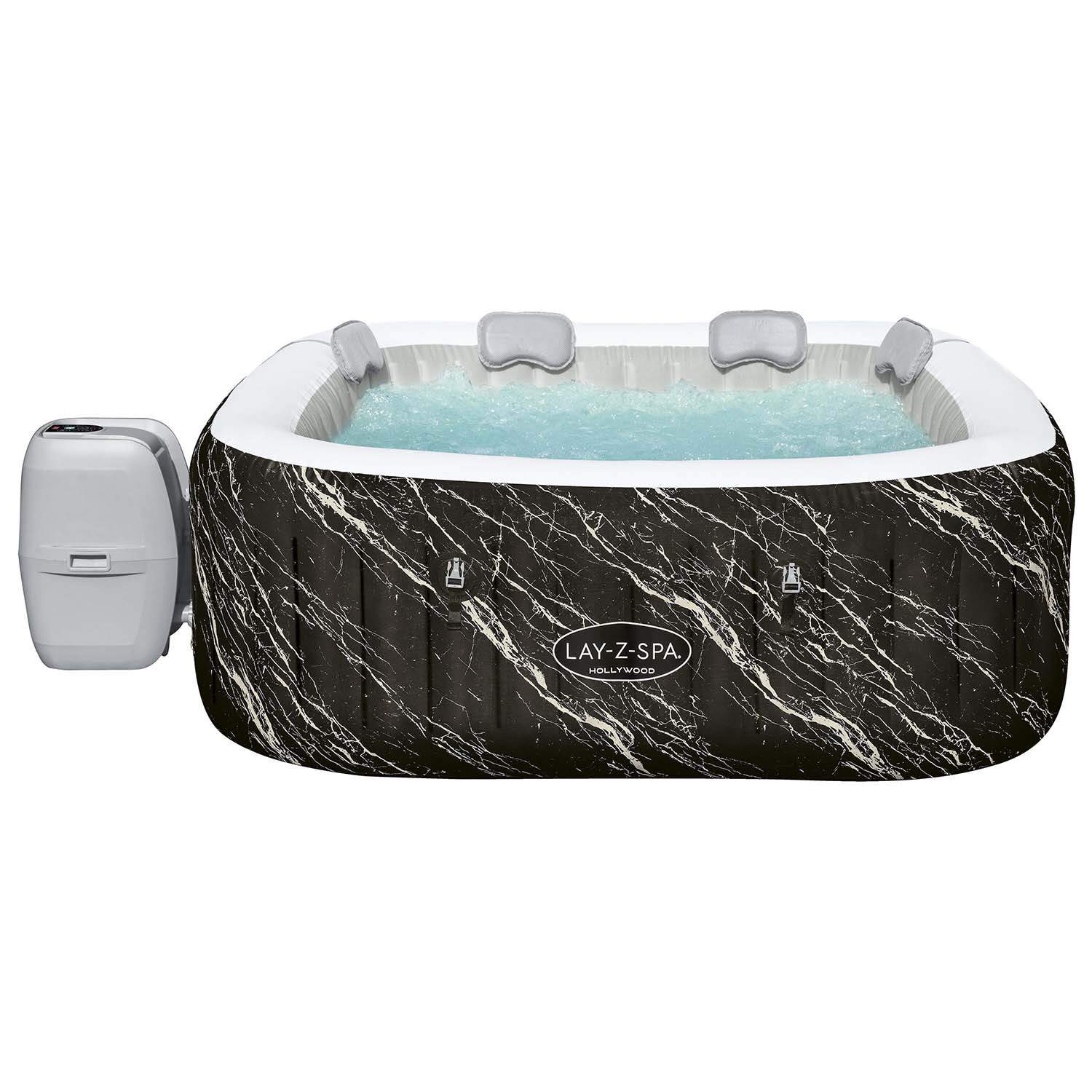 Bestway Lay-Z-Spa 6001F, 778 L, 6 person(er), Firkant, Boble/Jet massage, ABS, Polyethylenterephthalatfolie (PET), Polyvinylchlorid (PVC), Sort, Hvid