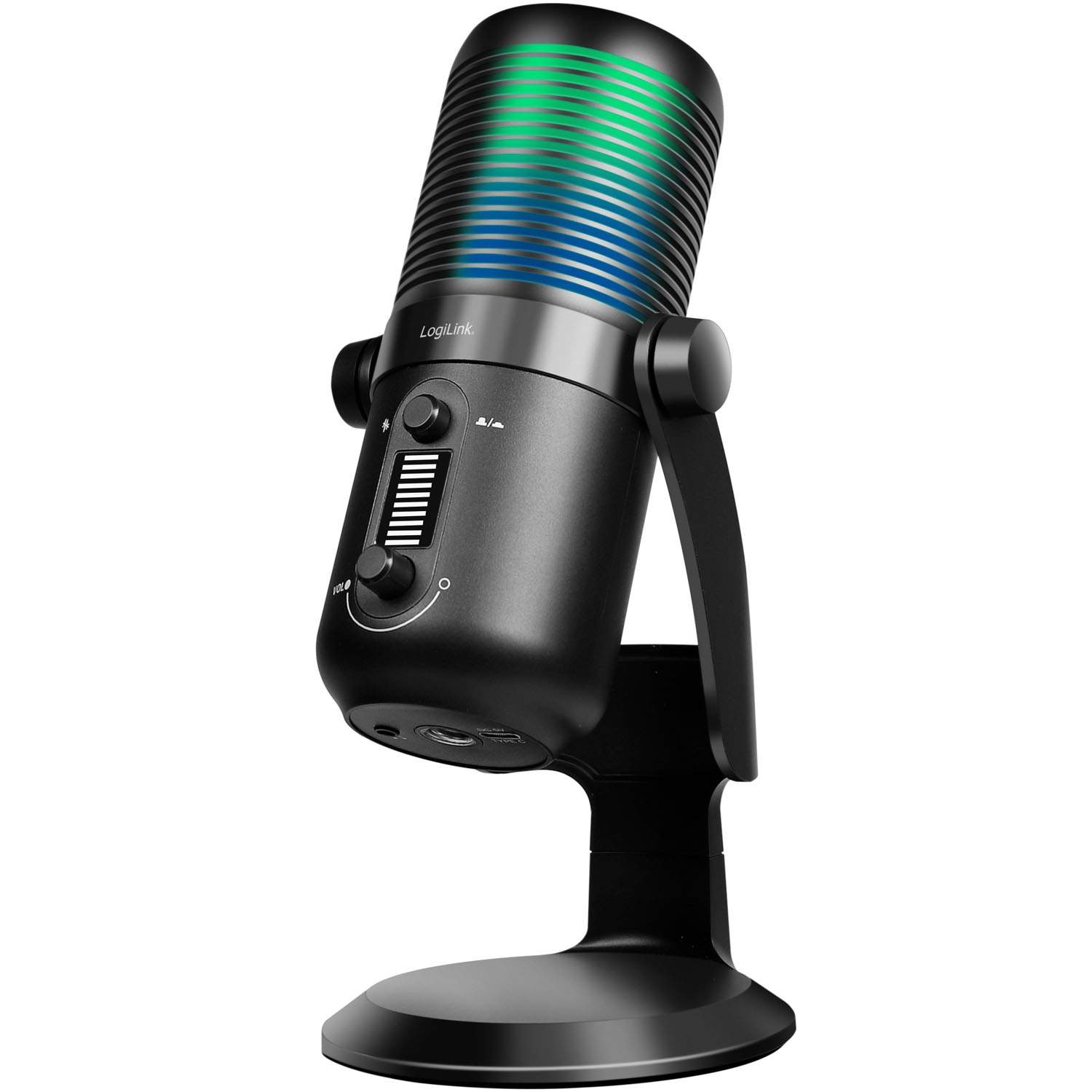 USB-mikrofon, RGB-belysning, kardioid/omnidirektionel billede