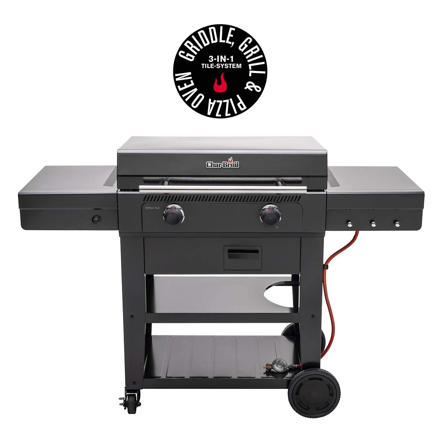 Gasgrill med 3-i-1-kogesystem, 70x50 cm overflade