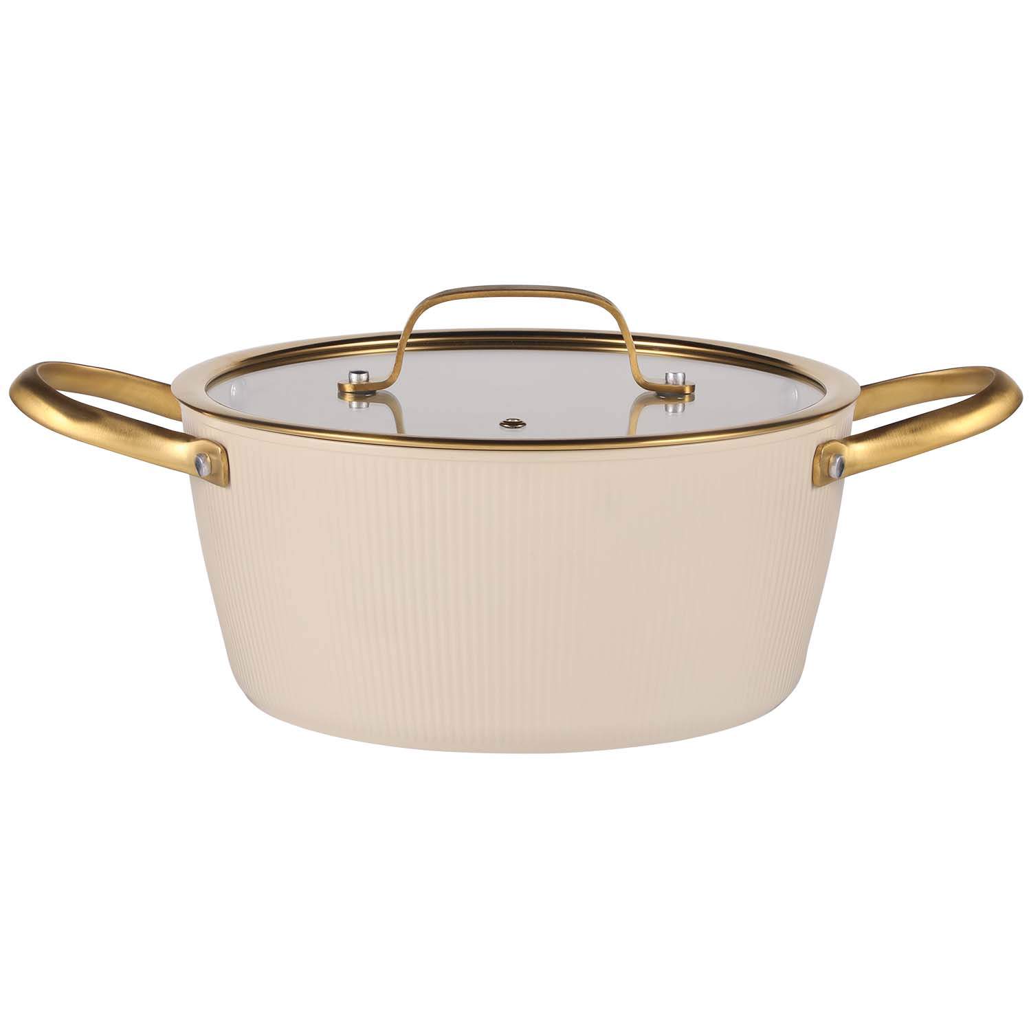 Beige 24 cm gryta, 4,4 l, aluminium, glaslock | Hem & Hobby | Pryloteket