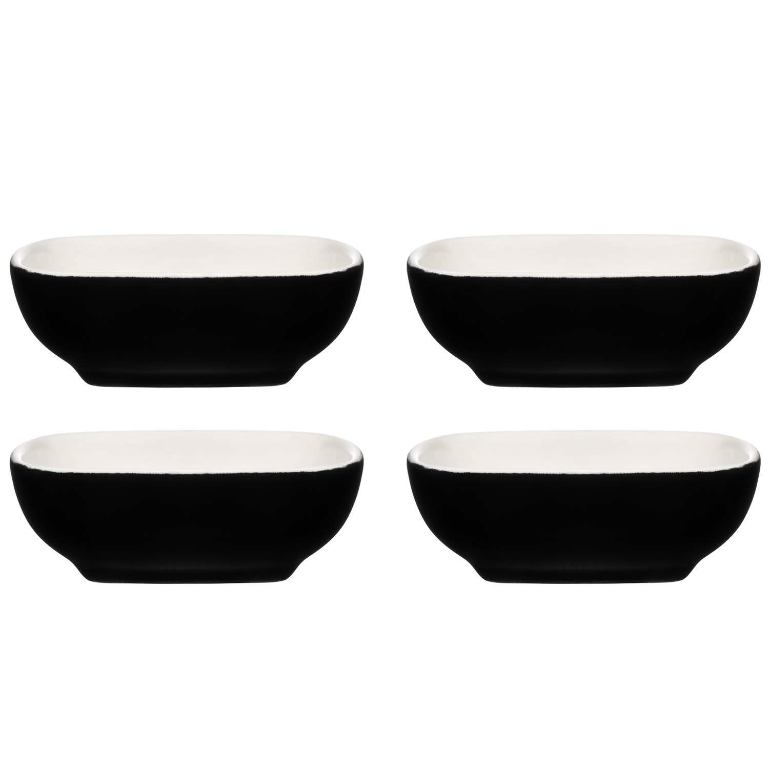 Set med dippskålar i stengods – svart/vit, 4 delar | Hem & Hobby | Pryloteket
