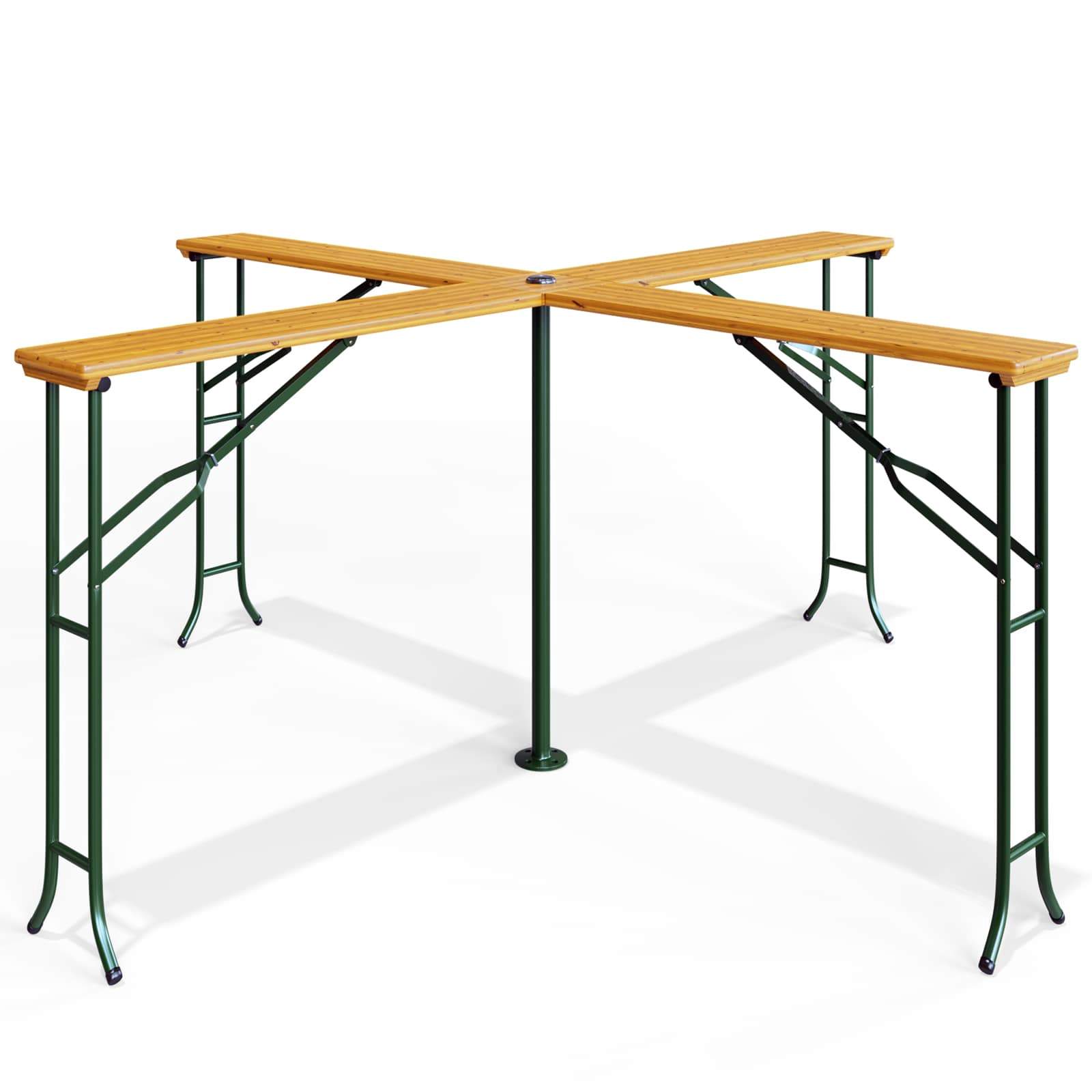 Udendørs barbord i træ – plads til 20 personer, parasolklar