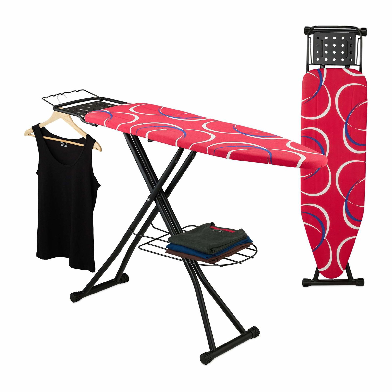 Højdejusterbart strygebræt med tøjstativer