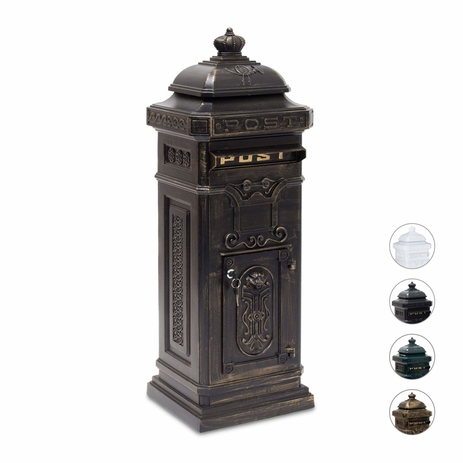 Fritstående postkasse i antik stil – vejrbestandig, aflåselig