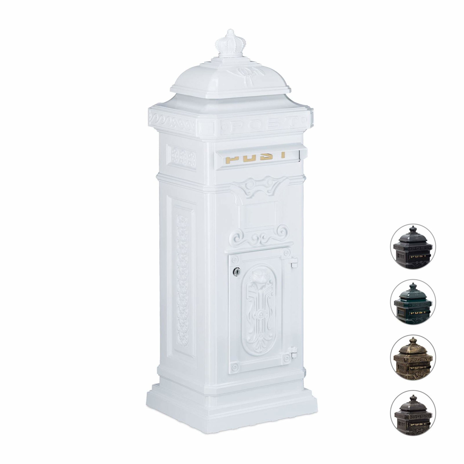 Fritstående postkasse i støbt aluminium i antik stil