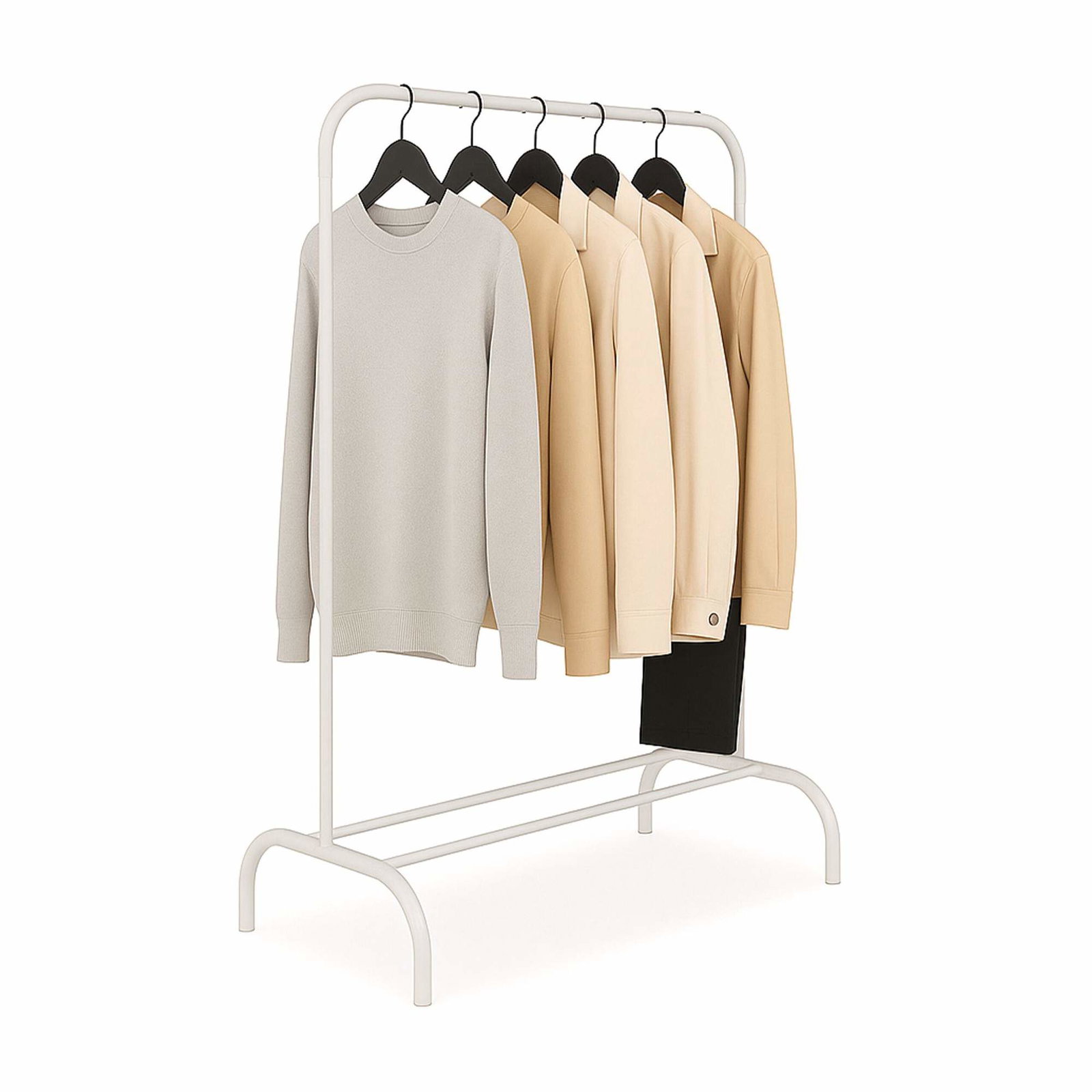 Jernkåbe med skinne og hylde – Stilfuld opbevaringsløsning