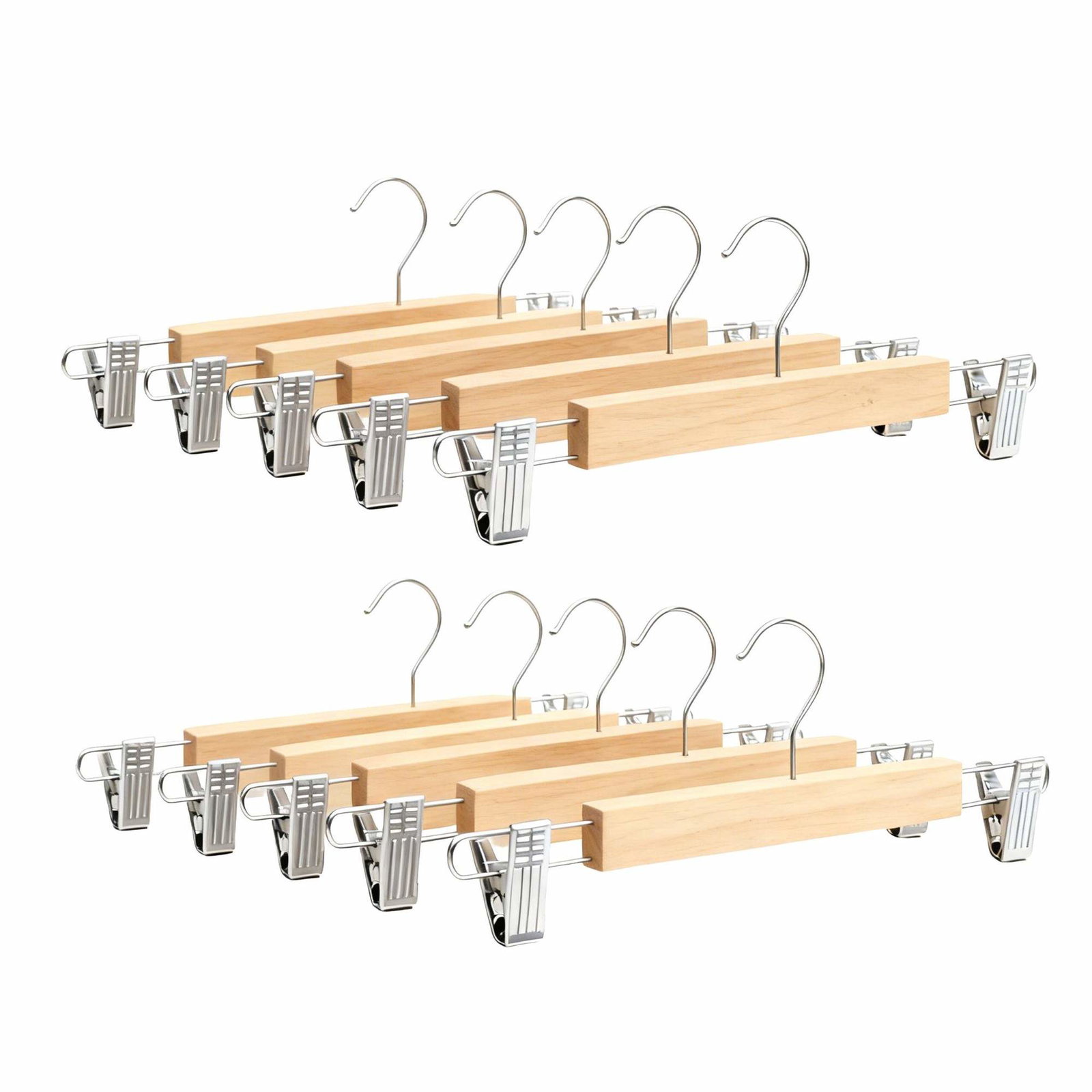 Træbuksebøjler, 10-pak – Justerbare klips