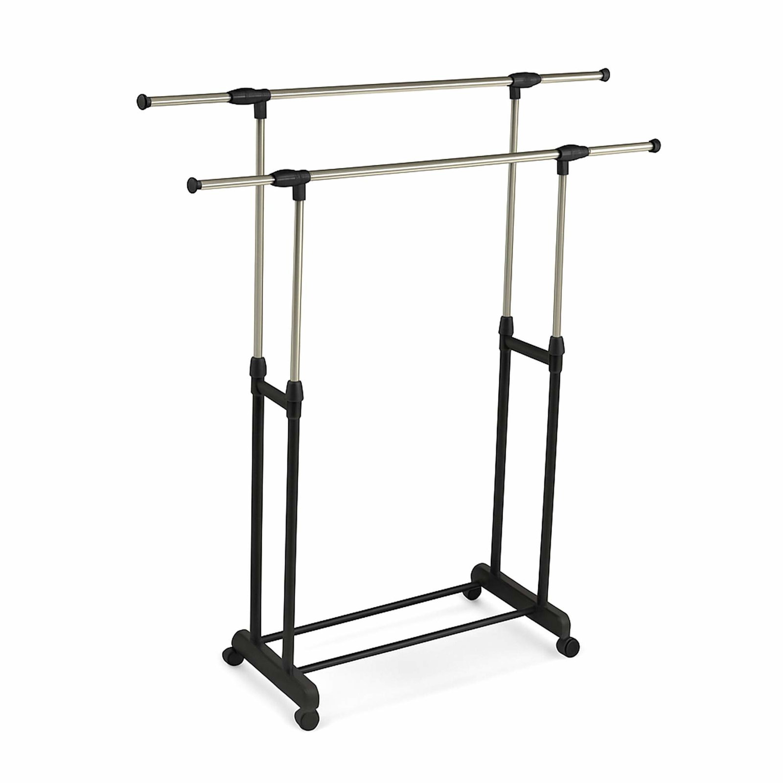 Justerbart tøjstativ – 2 skinner, mobilt og pladsbesparende