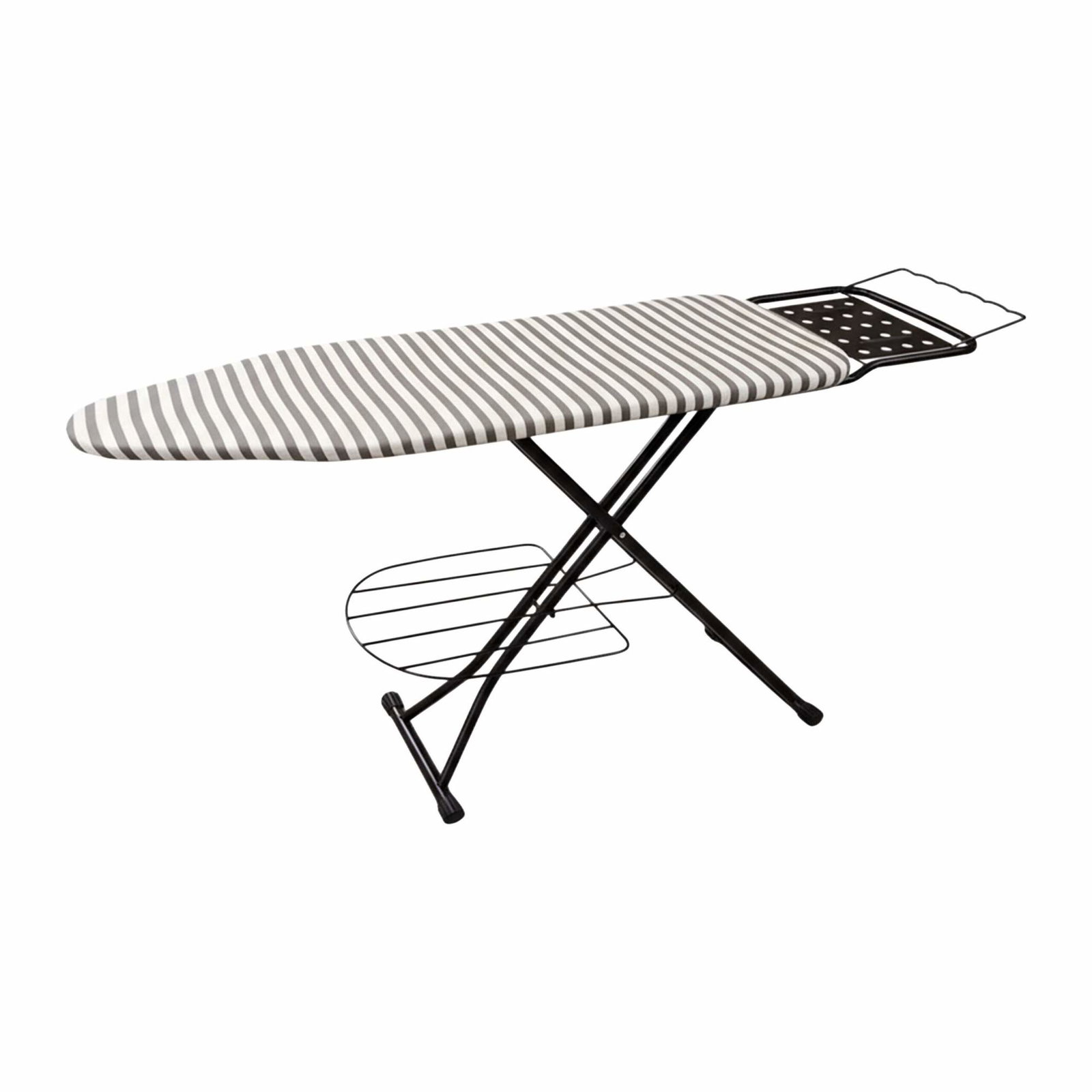 Højdejusterbart strygebræt med strygejernsstøtte og -stativ
