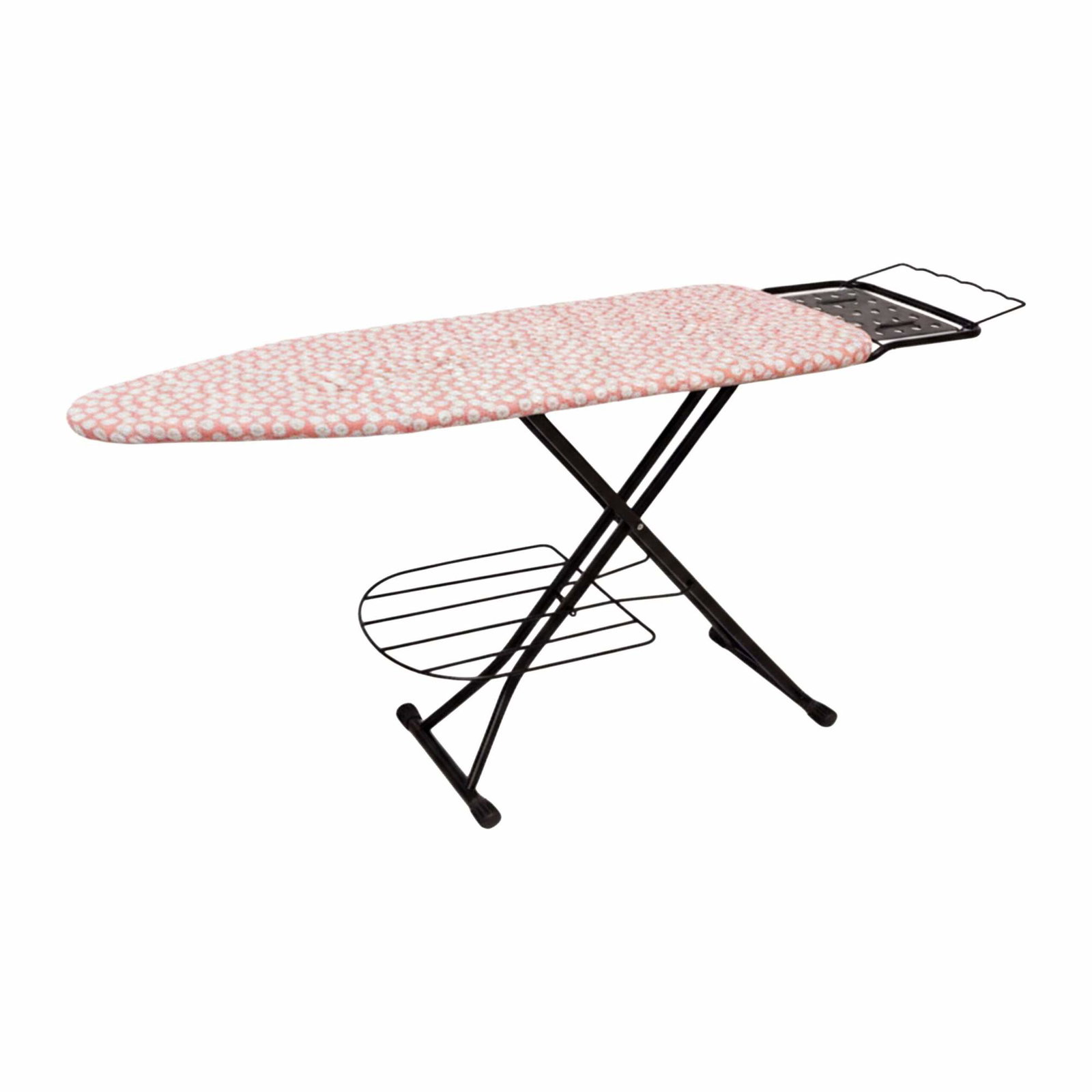 Højdejusterbart strygebræt med strygejernsstøtte og -stativ