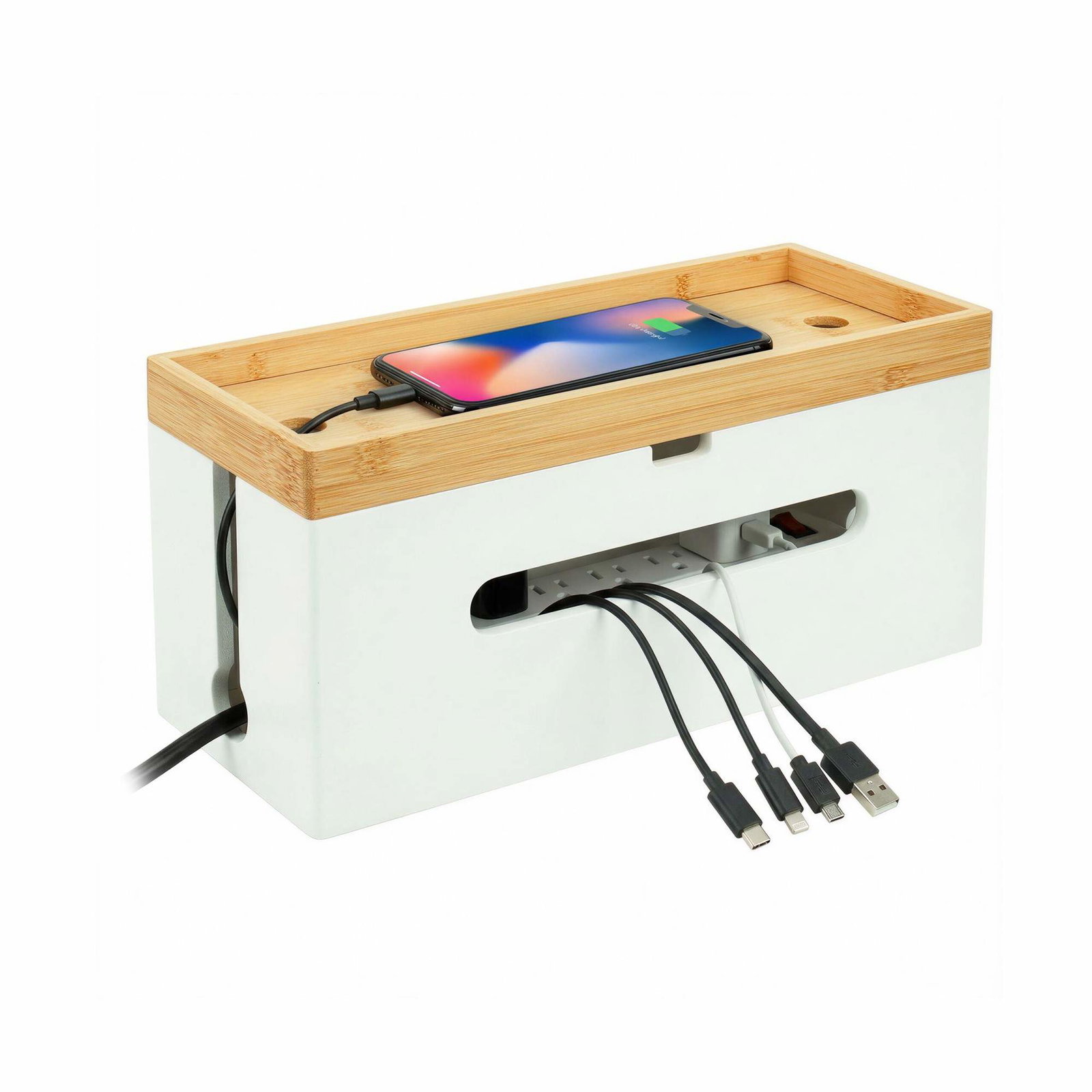 Bambus kabelhåndteringsboks til 6-stiks strømskinne