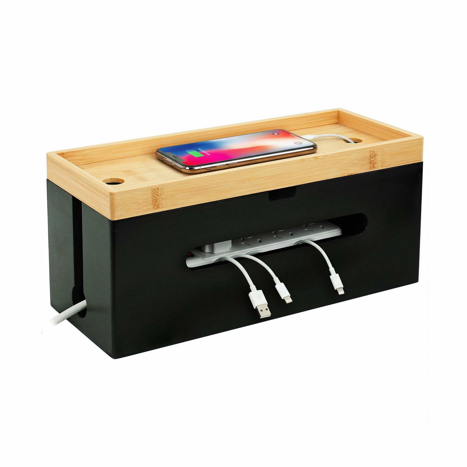 Bambus kabelhåndteringsboks – passer til 6-stiks strømskinne