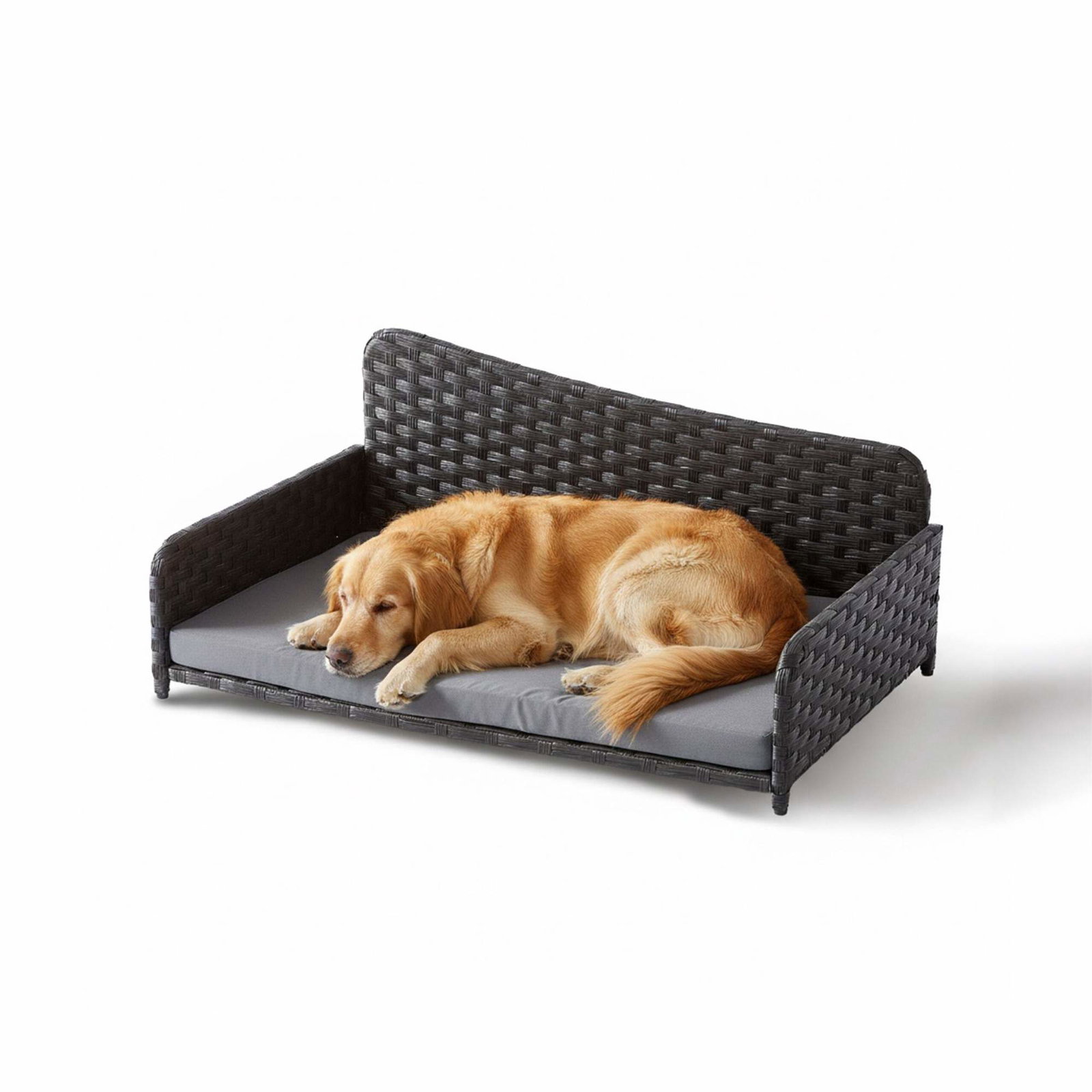 Rattan hundeseng med hynde – Vejrbestandig og robust