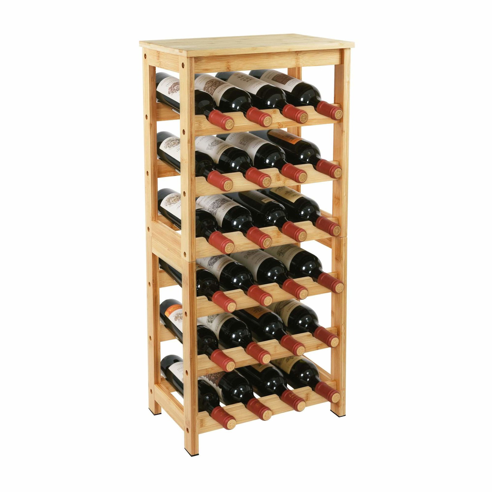 Bambus vinreol – Plads til 24 flasker, vandret opbevaring