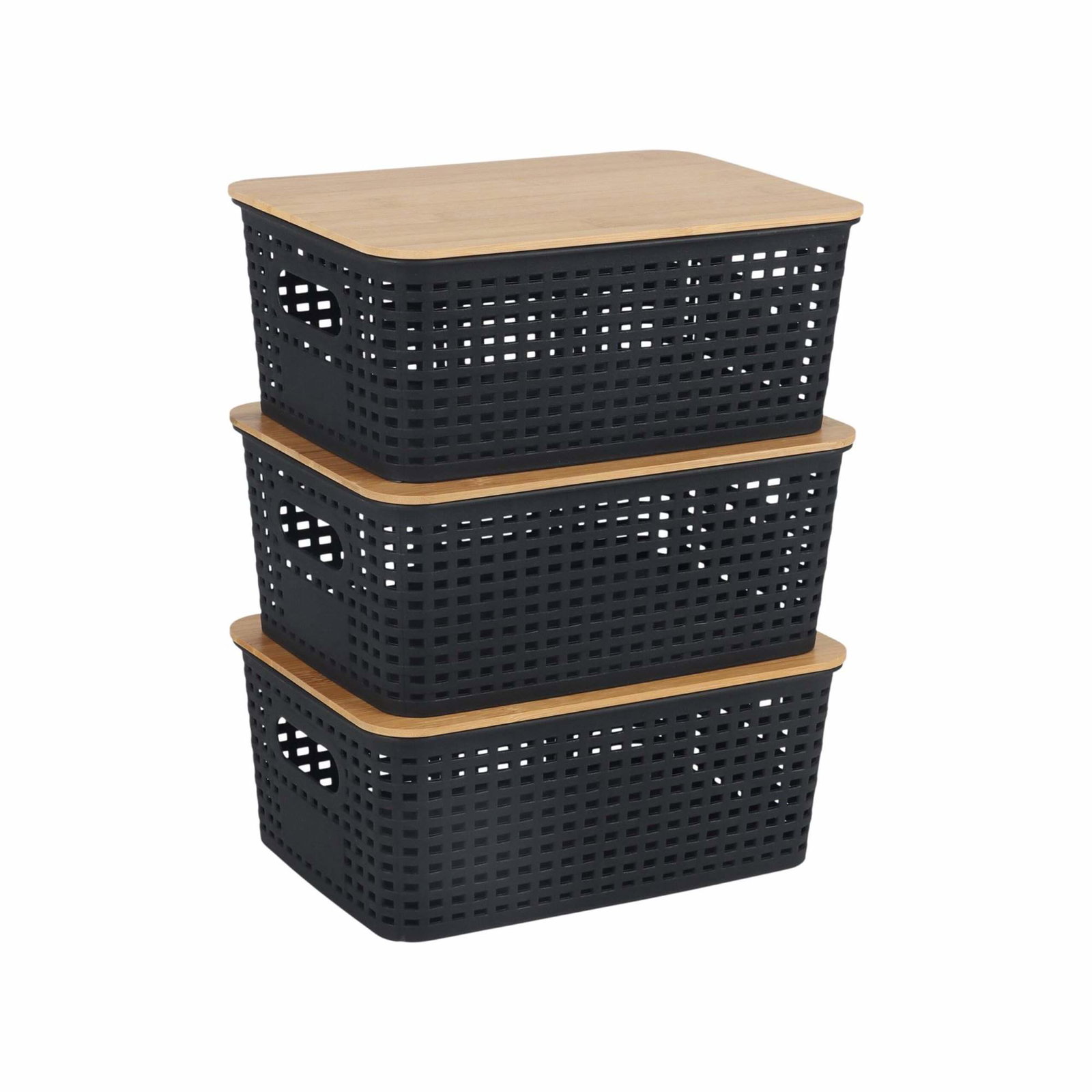 Stabelbare opbevaringskurve med bambuslåg – Airflow Design