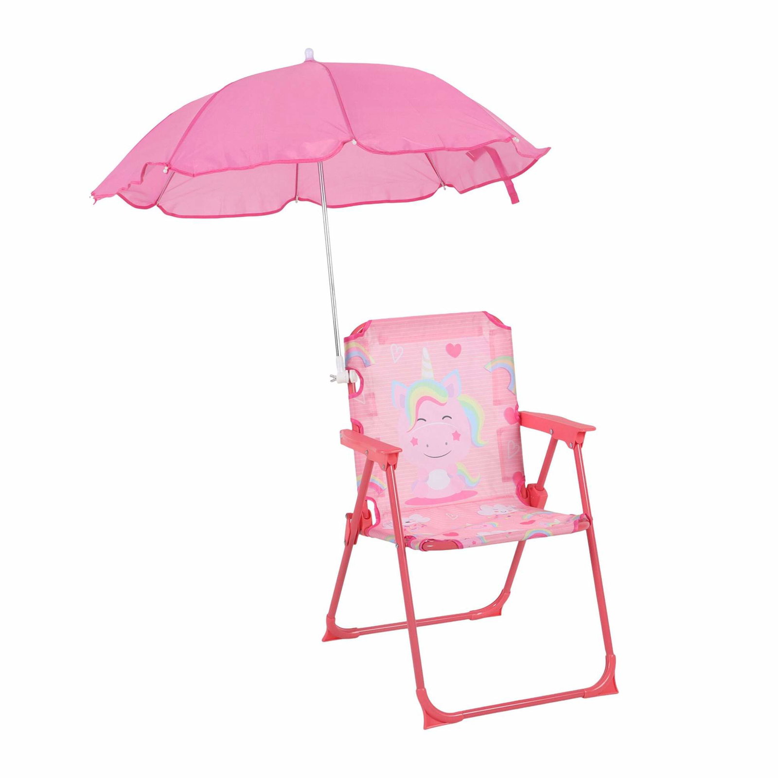 Børne klapstol med parasol – let og bærbar