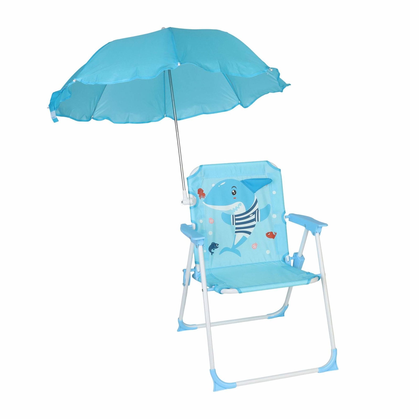 Børne klapstol med parasol – let og bærbar