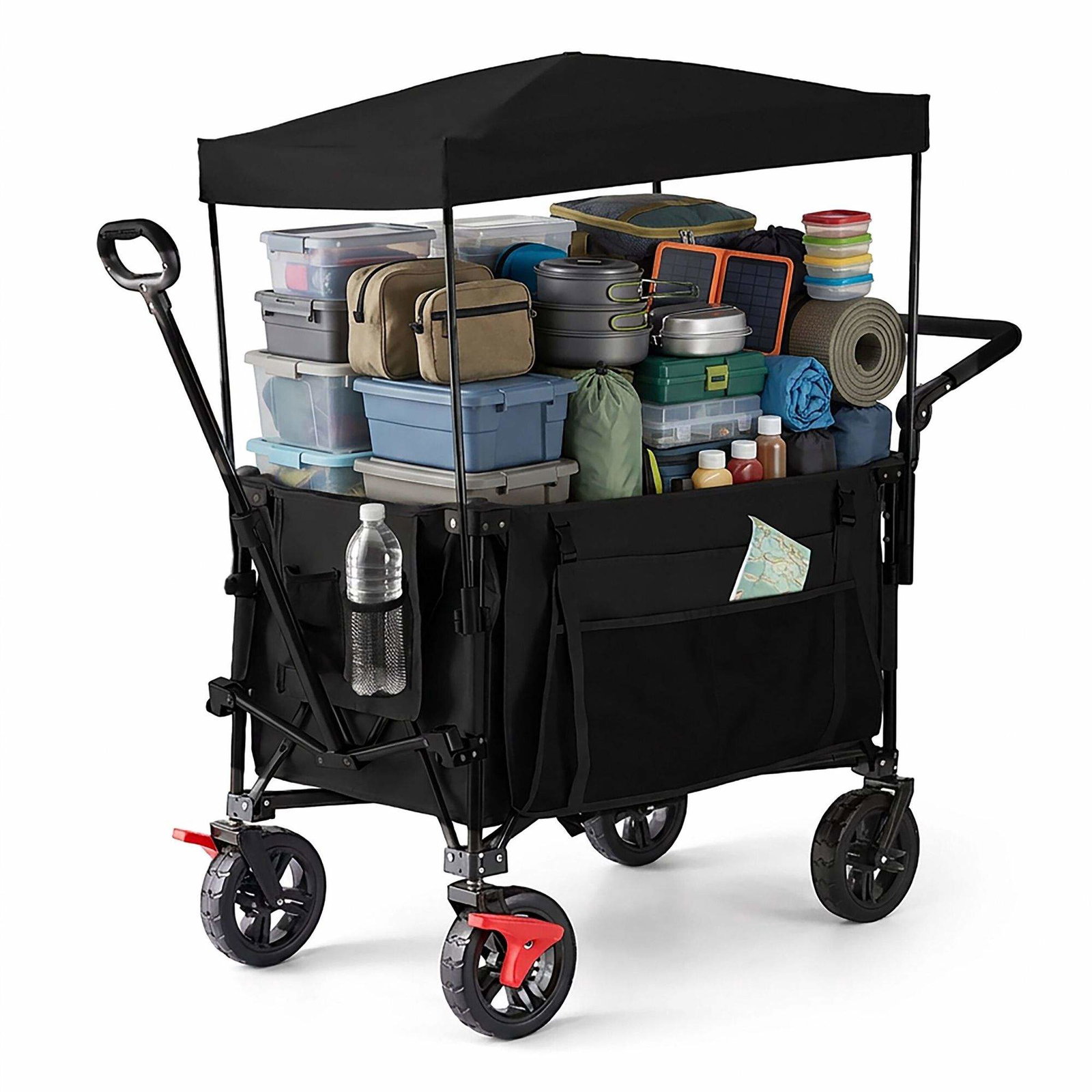 Sammenklappelig vogn med baldakin – 200 l, 150 kg kapacitet
