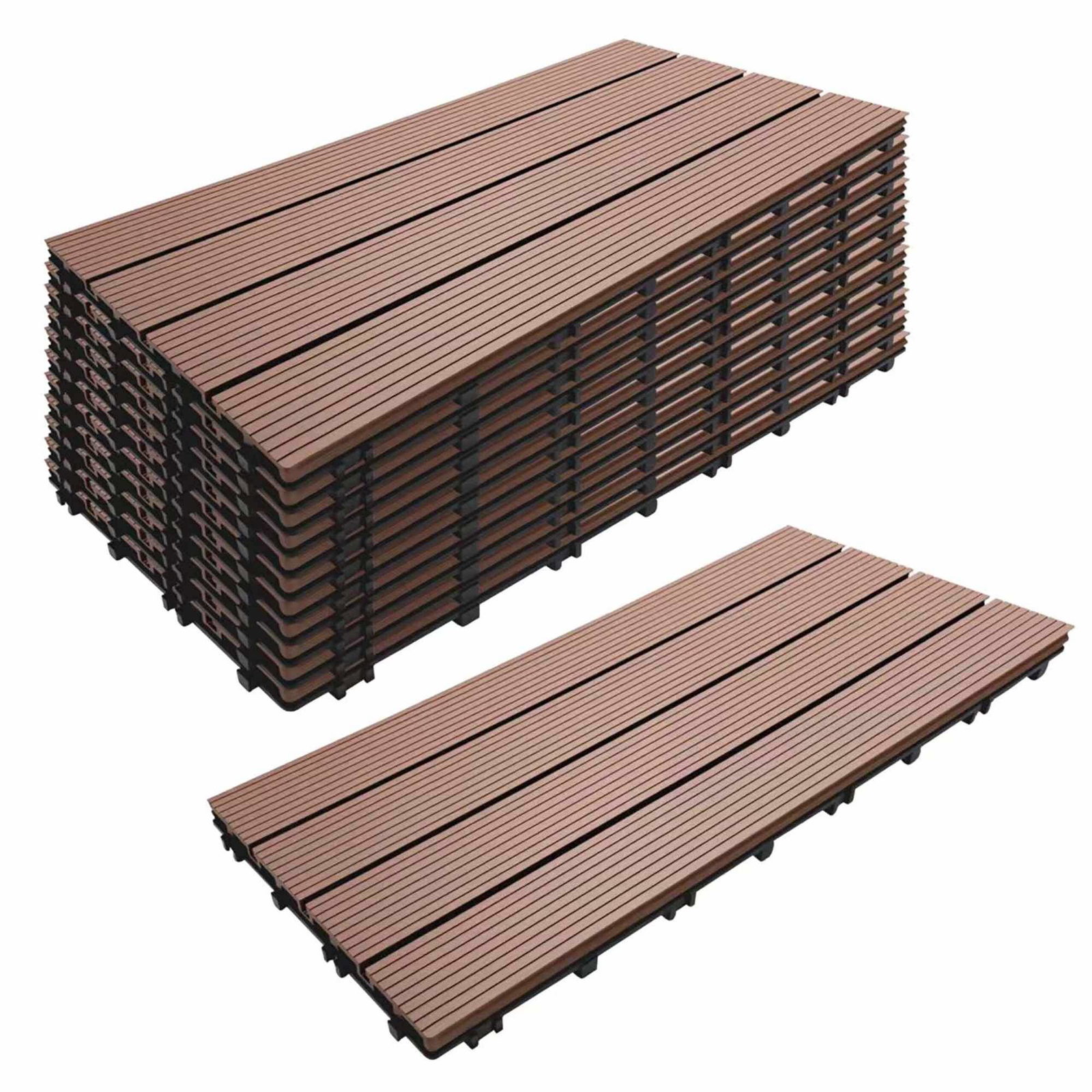 WPC-gulvfliser i sammenlåsning, 60x30 cm, træfinish