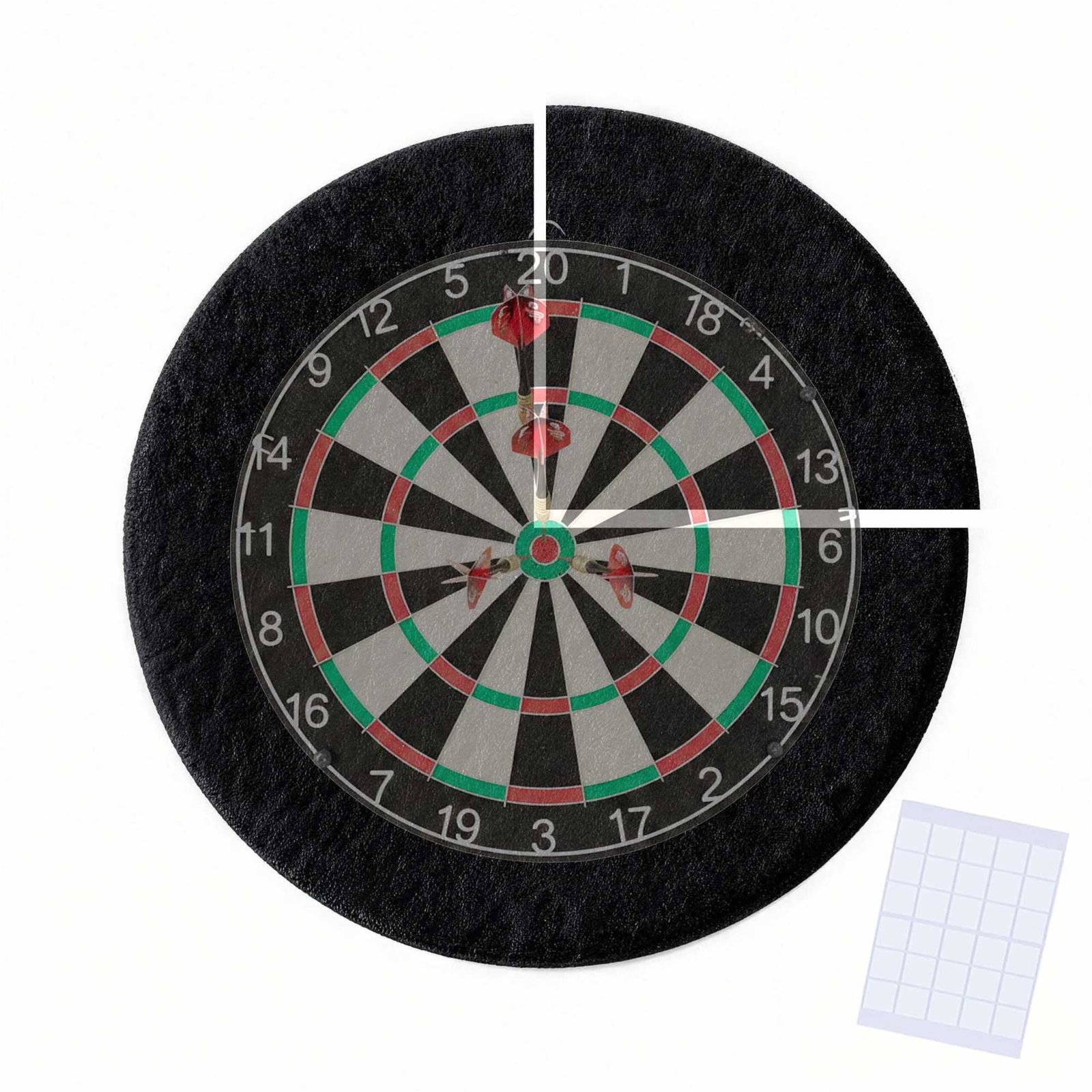 Filtramme til dartskive – 4-delt støjreduktion