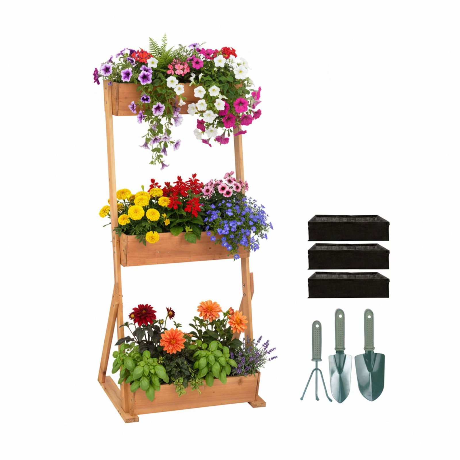 Balkonplantekasse i flere niveauer – Krydderurter, grøntsager og blomster