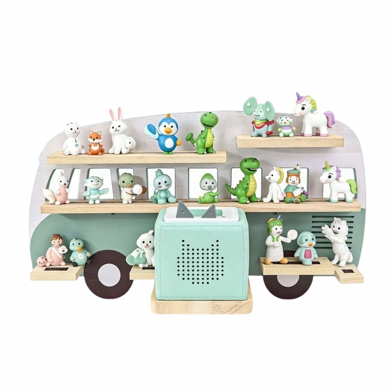 Tonie hylde busformet – plads til 25 figurer, magnetisk opbevaring