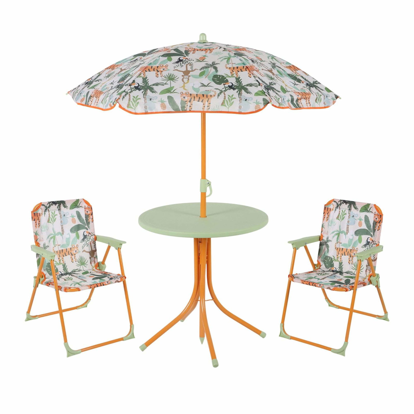 Børne campingmøbelsæt med justerbar parasol