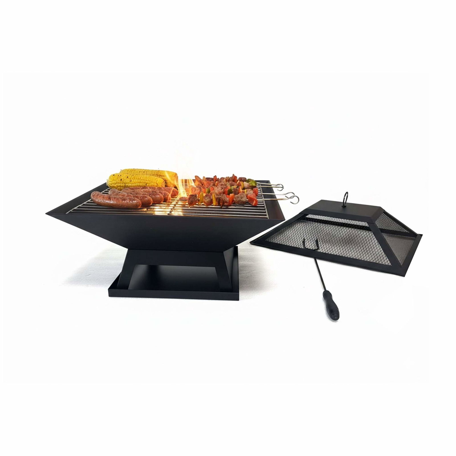 Eldskål med gnistskydd och grill – Utomhusmatlagning | Hem & Hobby | Pryloteket