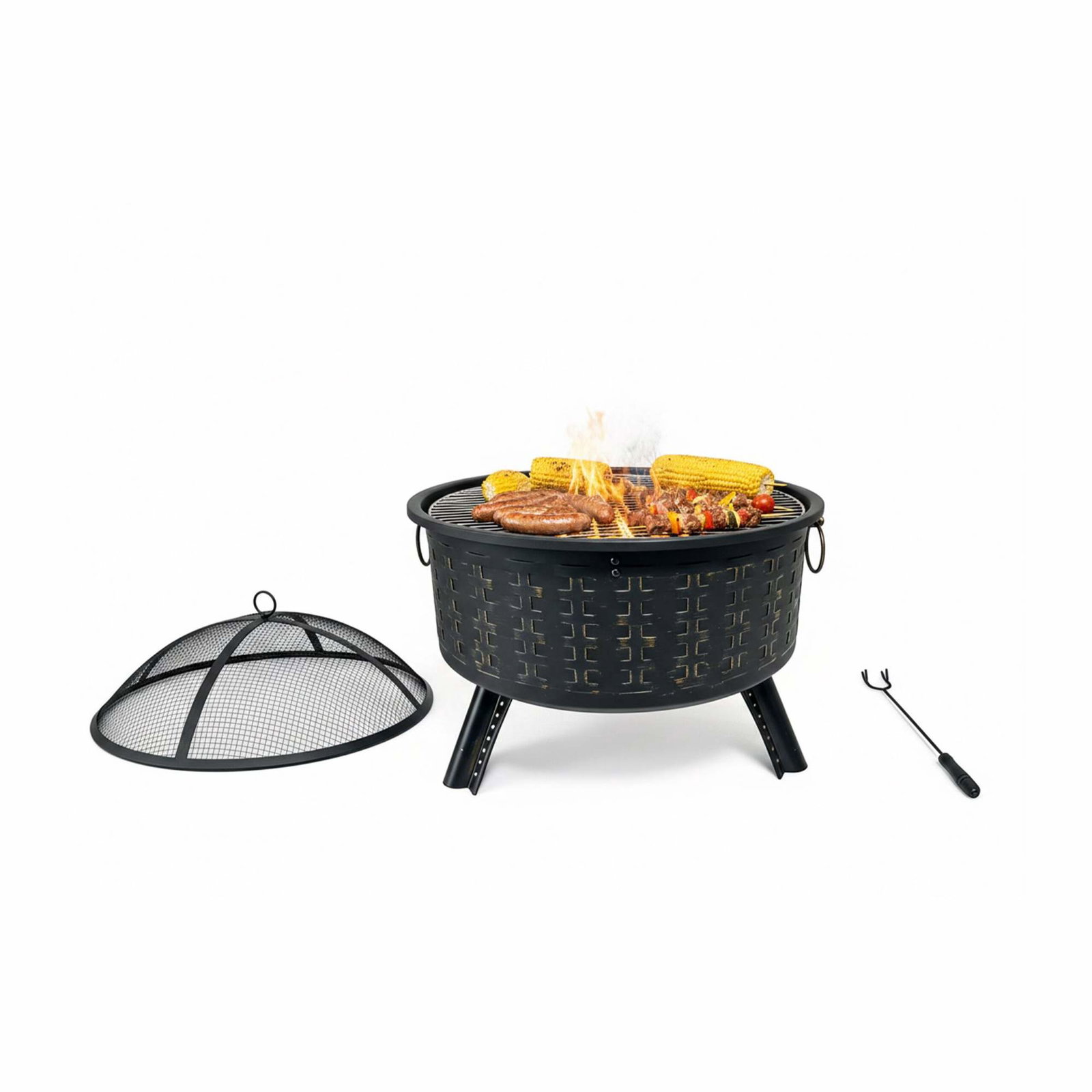 Bålskål med grill – gnistbeskyttelse og krydsmønster