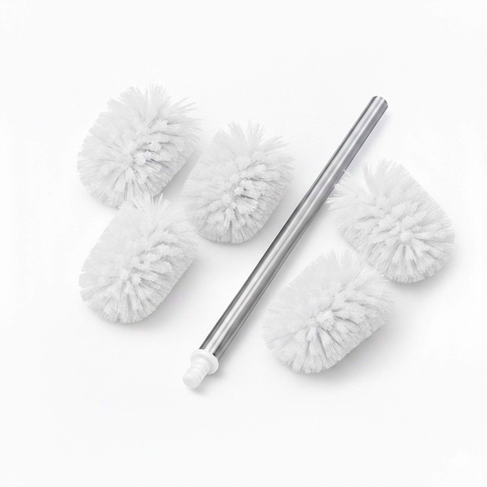 Toiletbørste med 5 udskiftelige hoveder – Rustfrit stålhåndtag