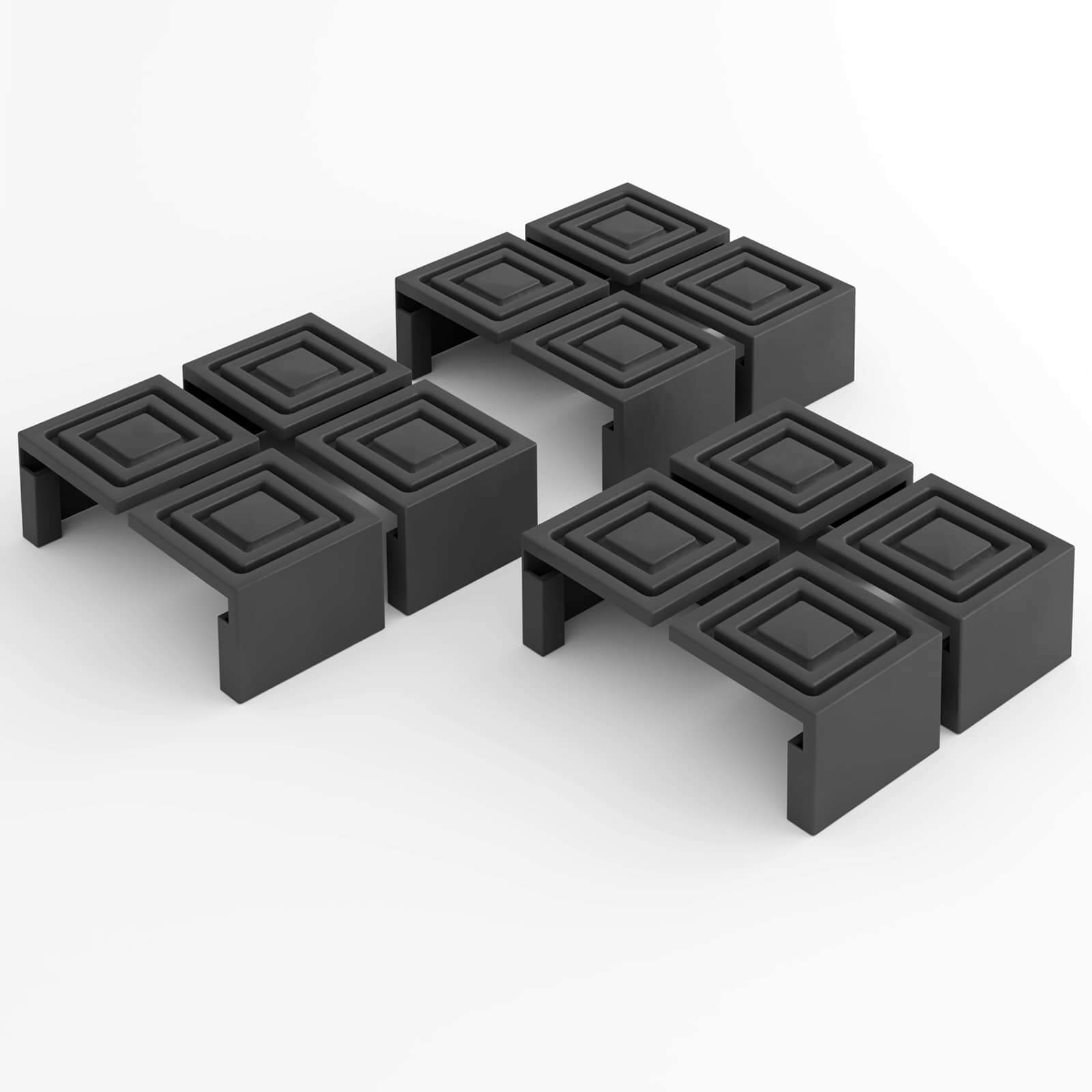 Gulvbeskyttere i gummi, 12 dele – Ridsebeskyttelse