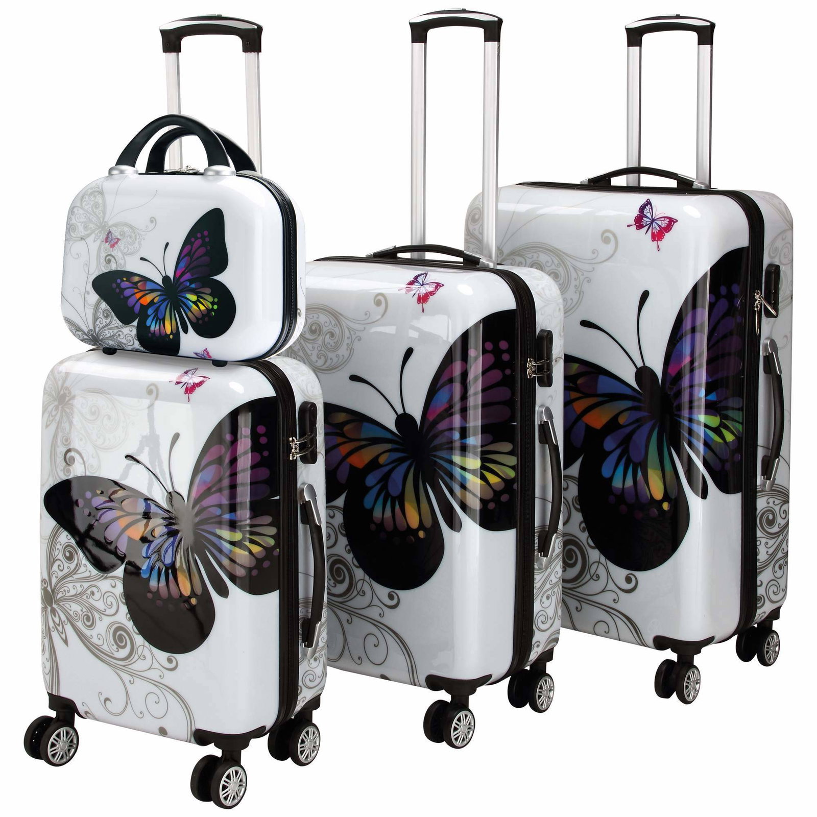 Resväska med fjärilsmotiv – 4 delar, lättviktig | Hem & Hobby | Pryloteket