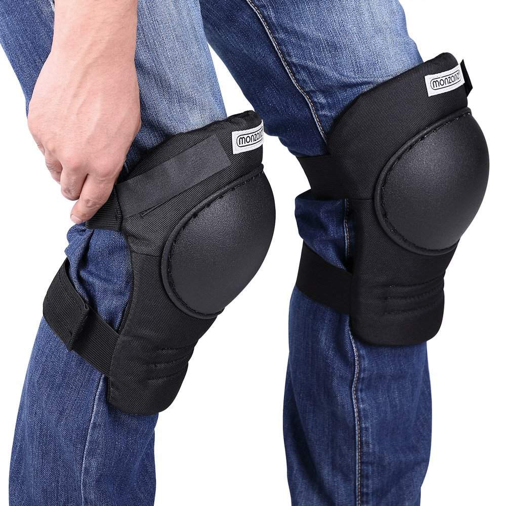 Åndbare sorte knæbeskyttere – Holdbar PVC-skal