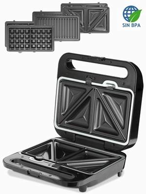 3-i-1 sandwichmaskine og grill – non-stick, 1000W, sort