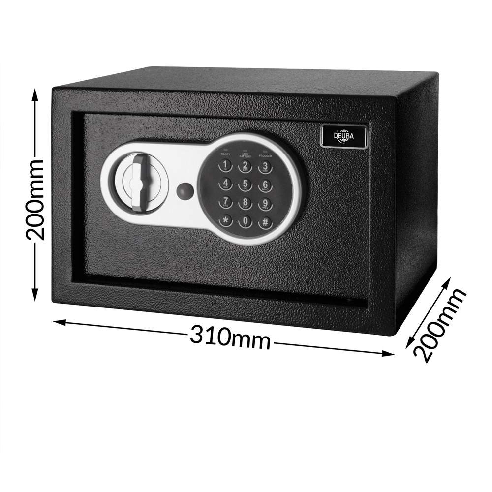 Digitalt pengeskab med tastatur og nøgle, 31x20x20cm, ståldør