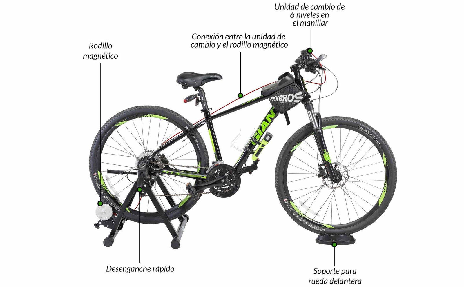 Magnetisk cykeltrænerstativ, 6 niveauer, foldbar 26"-28"