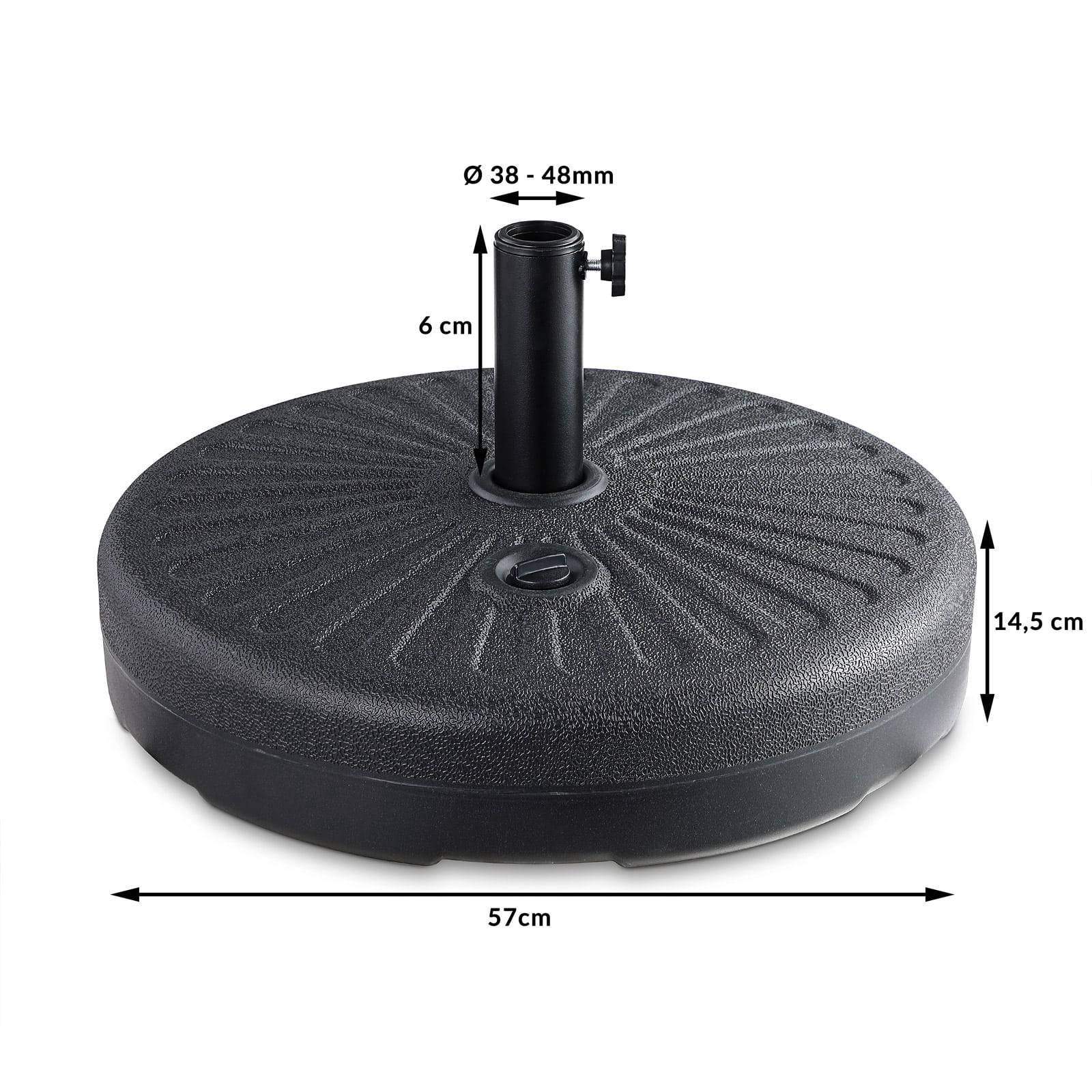 Parasolfod 57 cm, vejrbestandig HDPE, 28 kg fyld