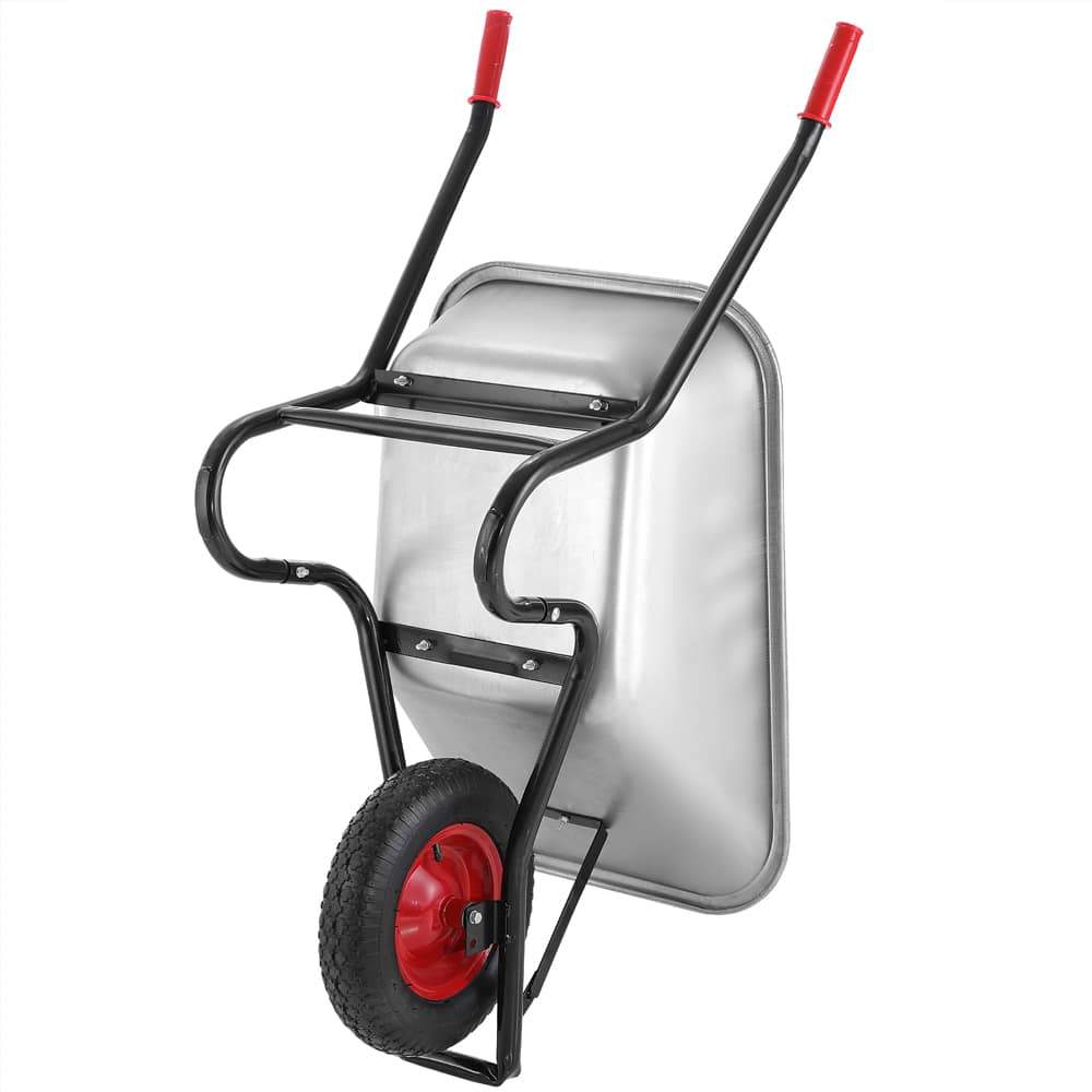 Galvaniseret trillebør 100L, 250kg last, pneumatisk dæk