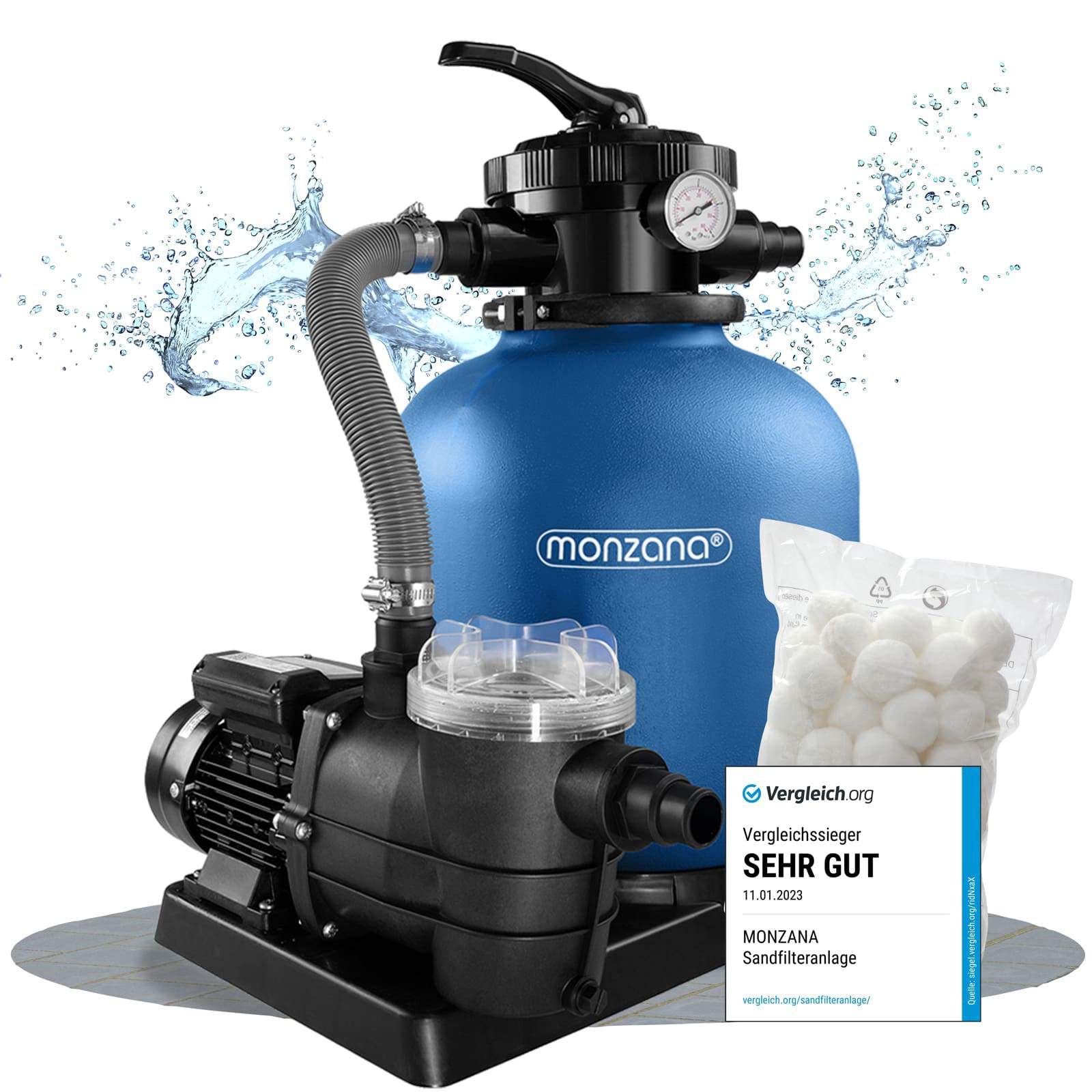 Sandfiltersystem 13.200 l/t – XXL-tank og filterkugler