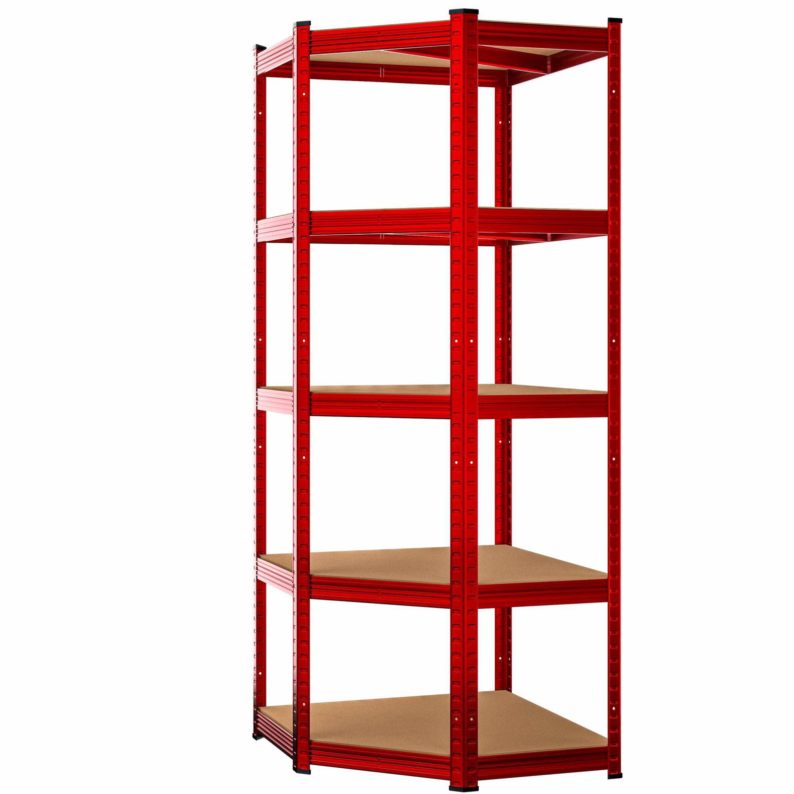 Kraftig rød hjørnehylde, 180x70x40cm, 875kg kapacitet